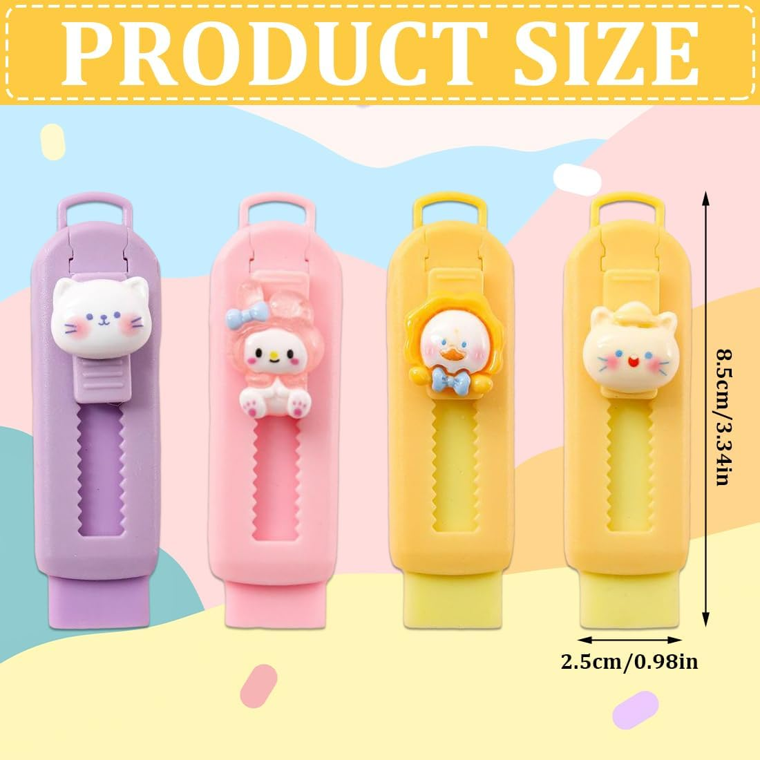 Set of 4 Erasers, Erasers for Kids, Push-Pull Pencil Erasers for Writing, Drawing, Office School Supplies image number 2