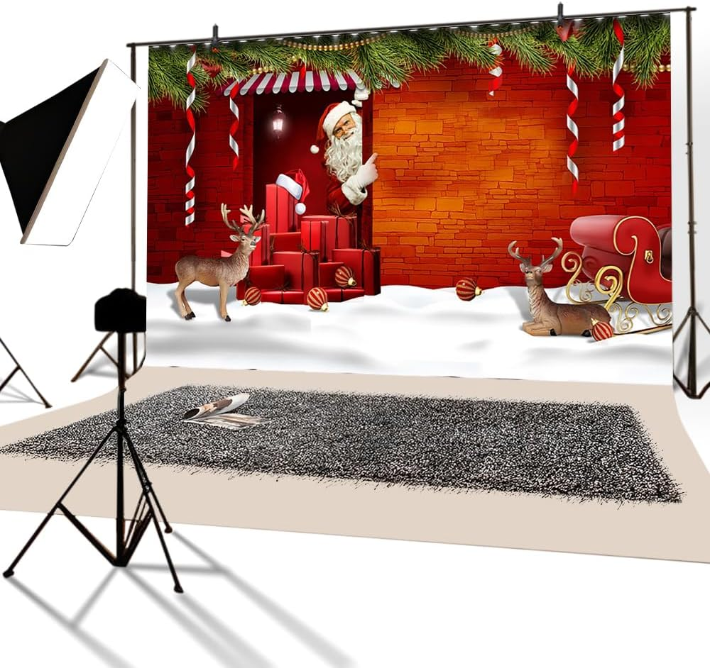 Yongfoto 2.2 X 1.5 M Vinyl Photo Background Santa Claus Gifts Christmas Photography Background for Photo Shoots Portrait Photos Party Children Wedding Photo Studio Props