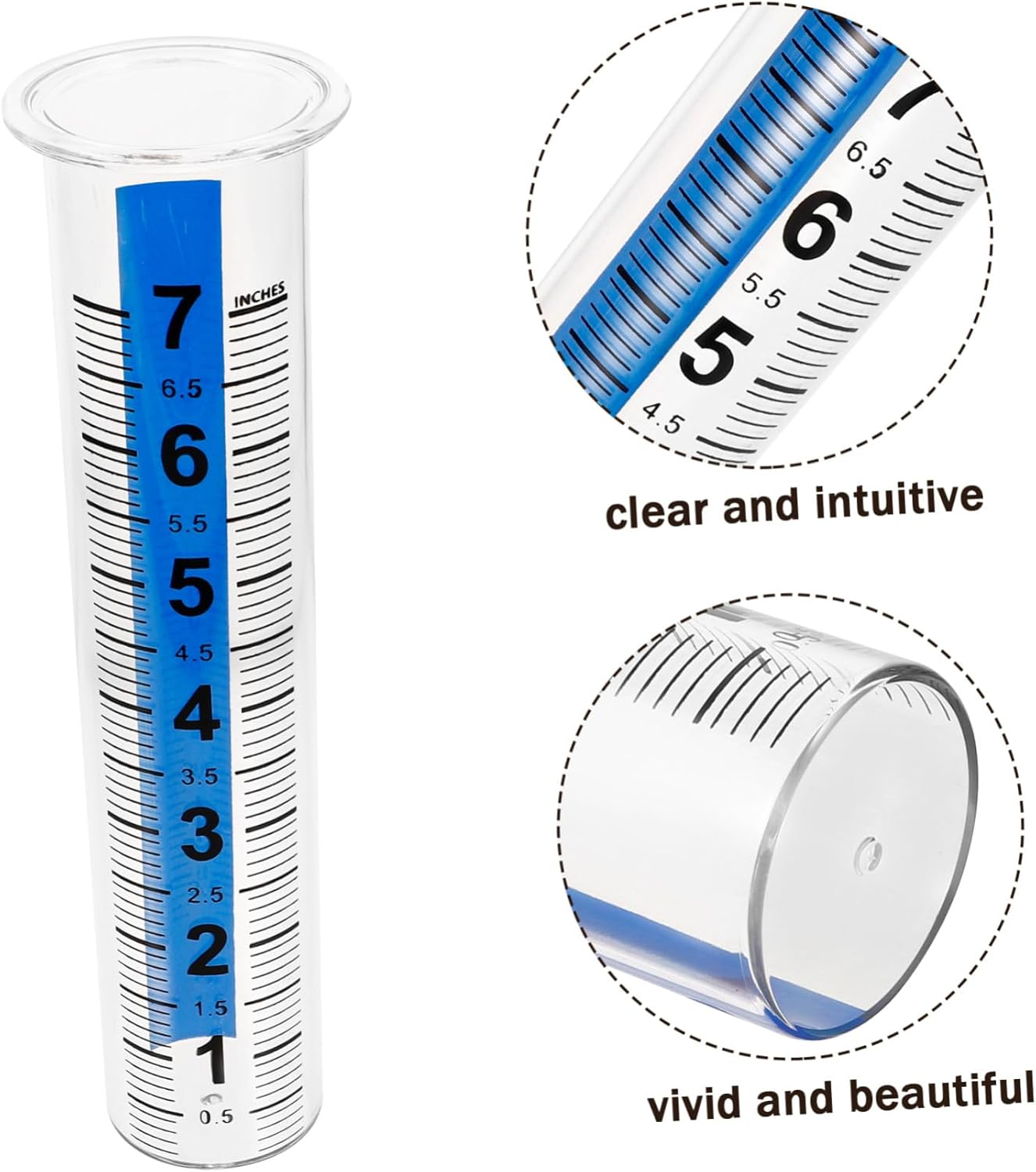POPETPOP Transparent Plastic Rain Gauge with Design Easy-Read Outdoor Rain Measuring Tool for Garden Lawn and Farming Practical Rainfall Collector for Accurate Precipitation Measurement image number 1