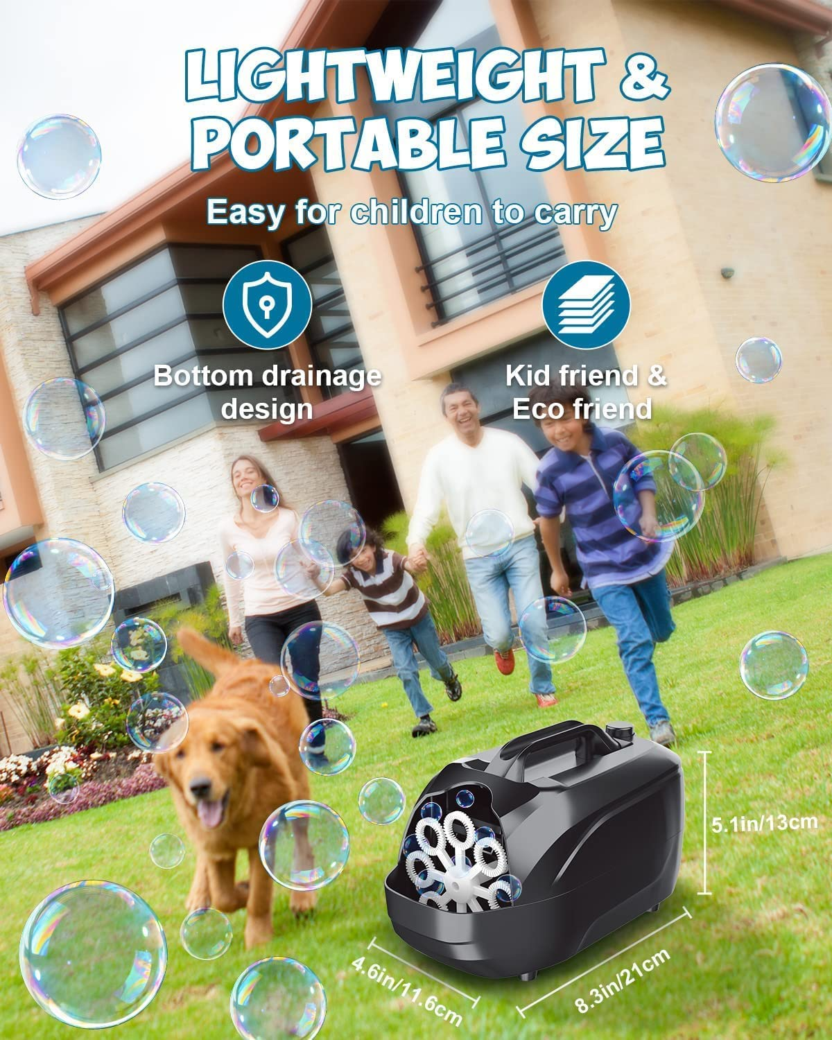 Bubble Machine - 4000+ Bubbles/Min Automatic Bubble Blower - Mini Bubble Machine for Toddlers 1-3 & Kids - Portable Professional Bubble Maker - Bubble Toys for Indoor and Outdoor image number 1