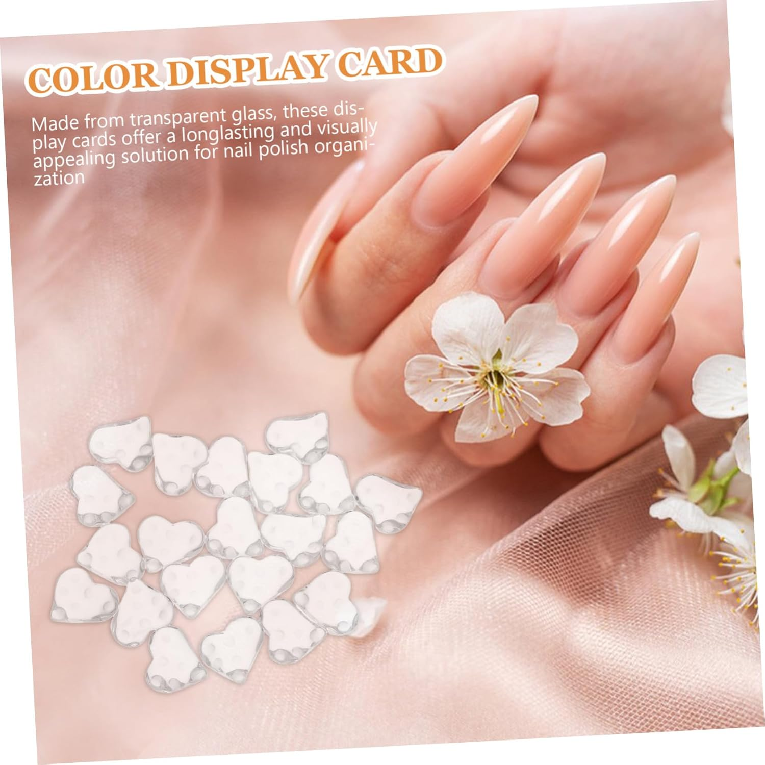 MUCKLILY 20Pcs Transparent Glass Nail Display Color Cards for Manicure Practice Nail Sample Color Boards image number 5