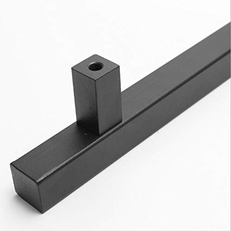 NUZAMAS Stainless Steel Door Handle, Sliding Barn Door Handle, Pull and Flush Set Single Square Handle Hardware -Black image number 3