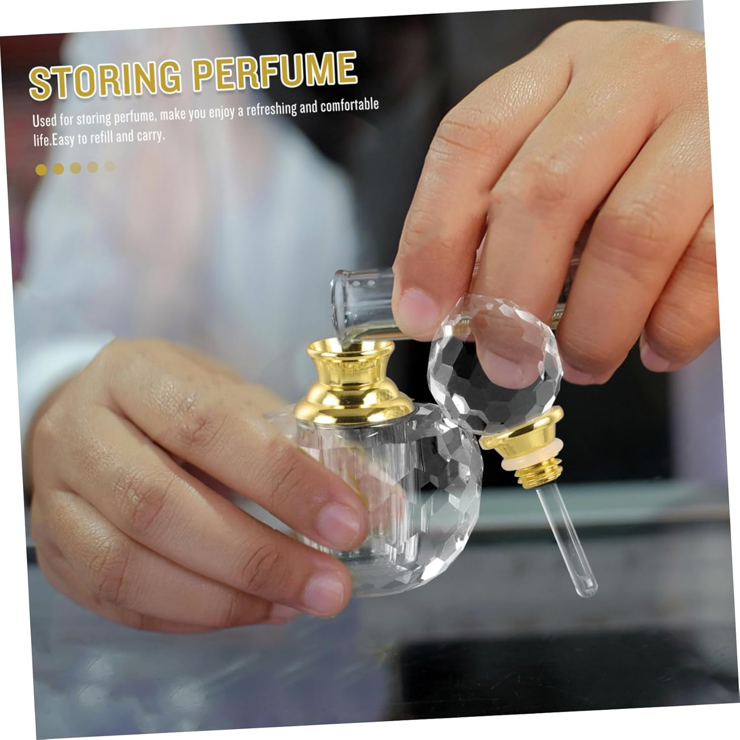 1Ml Refillable Perfume Bottle Crystal Essential Oil Bottle Simple Appearance White Crystal Material Easy to Use Elegant Design for Ladies Daily Use in Living Room