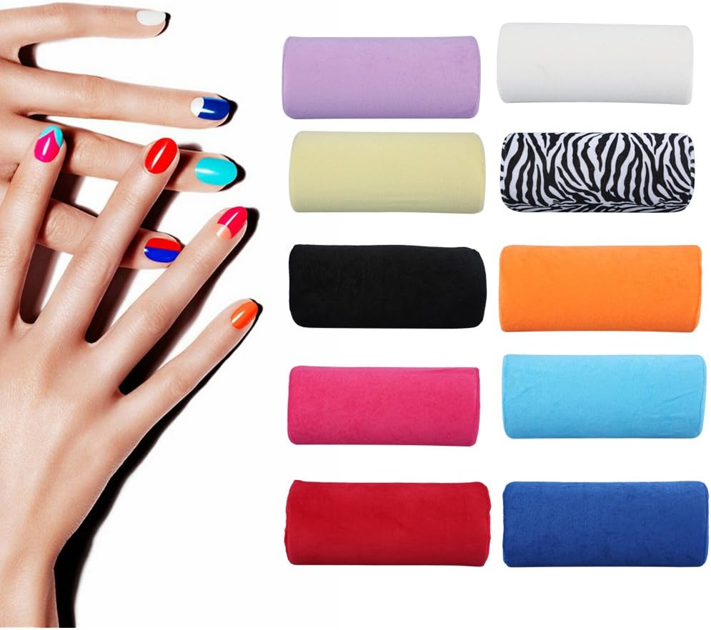 10 Colors Salon Hand Rest Cushion Detachable Washable Nail Art Soft Sponge Pillow (Black) - Dark Blue image number 3