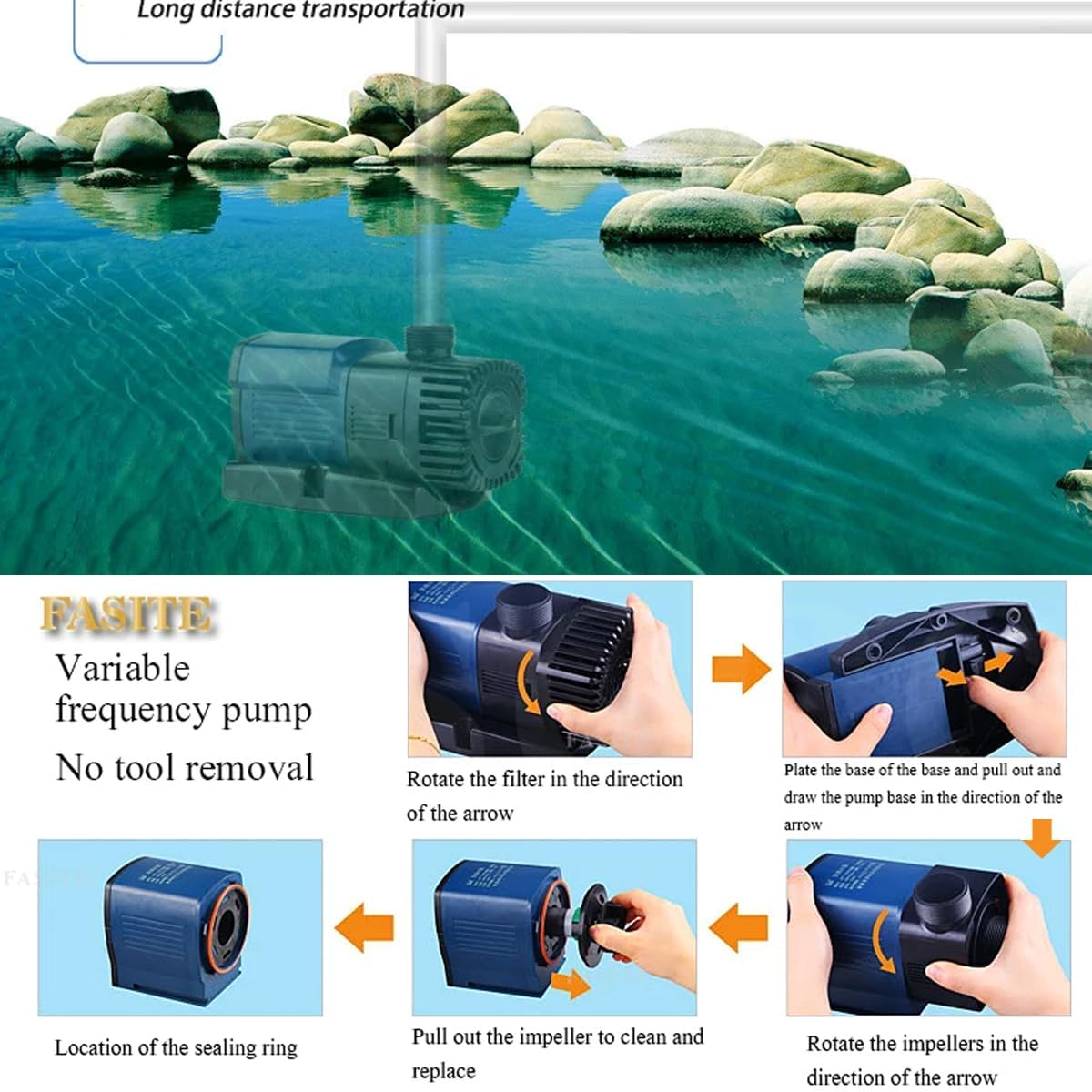 AIMALL Sensen JTP1800 Water Pump, Submersible Aquarium Pump, Variable Frequency, Fish Tank, Fish Culture image number 2