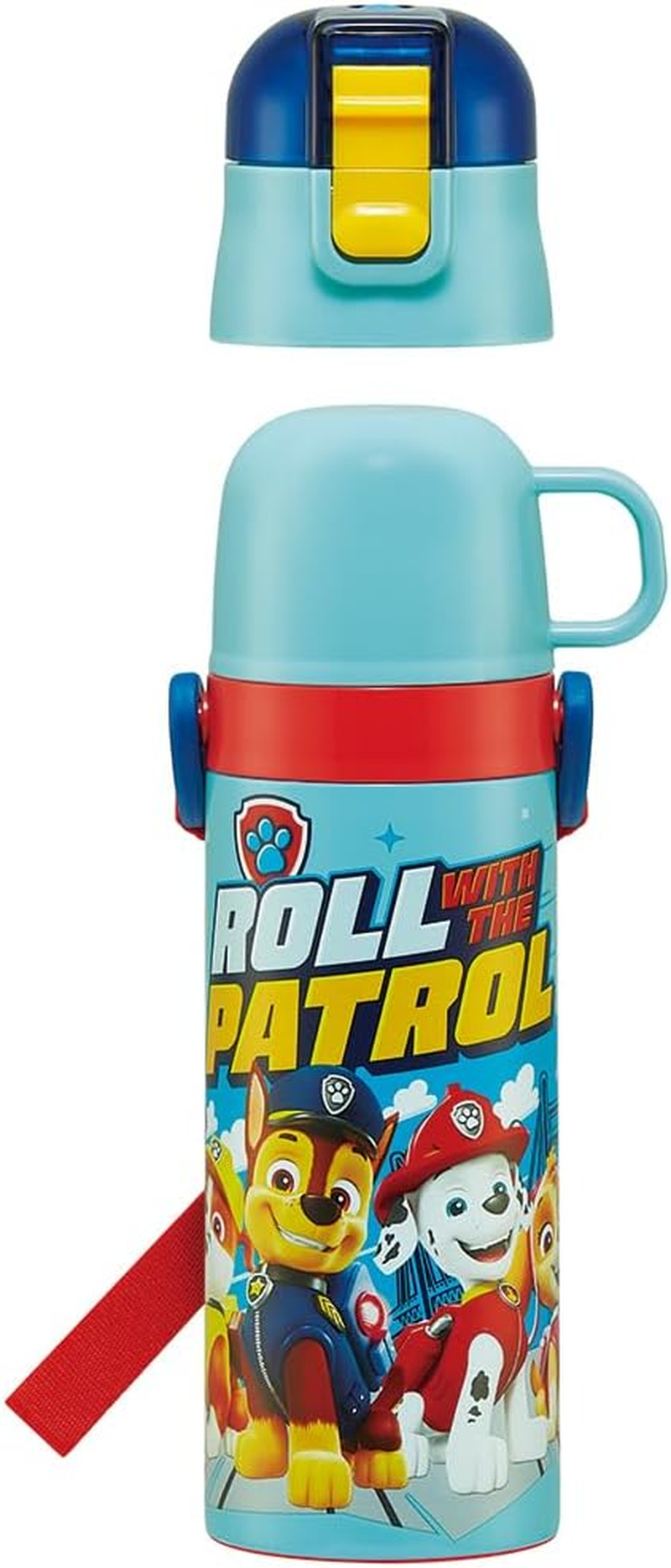 Skater SKDC4-A Children'S Friendly, Lightweight, Stainless Steel, 2-Way Water Bottle, 15.2 Fl Oz (430 Ml), Paw Patrol, 24, for Children, Direct Drinking, Cup Included, Stainless Steel - 2-Way 580Ml image number 2