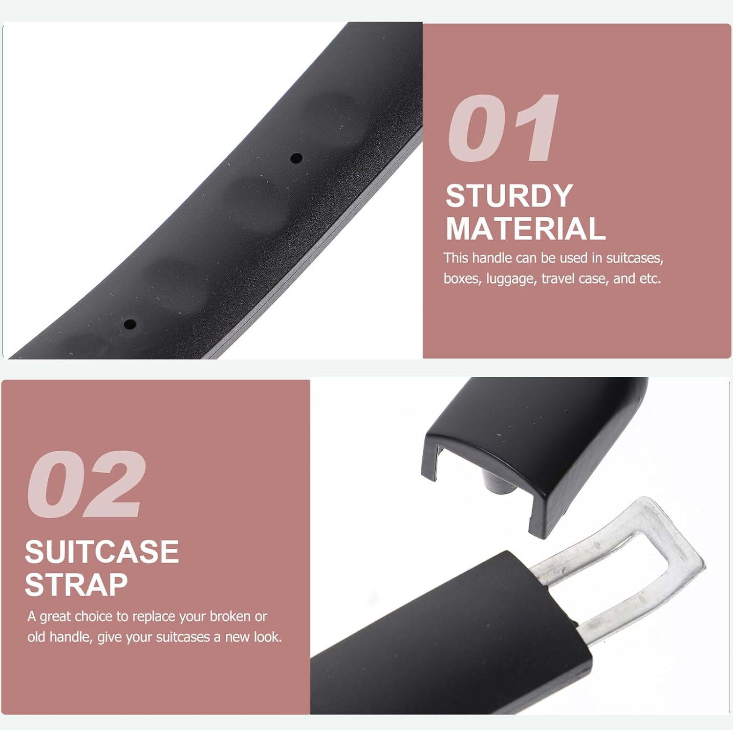 Yardenfun 2Pcs Plastic Replacement Suitcase Handle Grip for Luggage Case Travel Suitcase Luggage Handle Replacement Accessories image number 3
