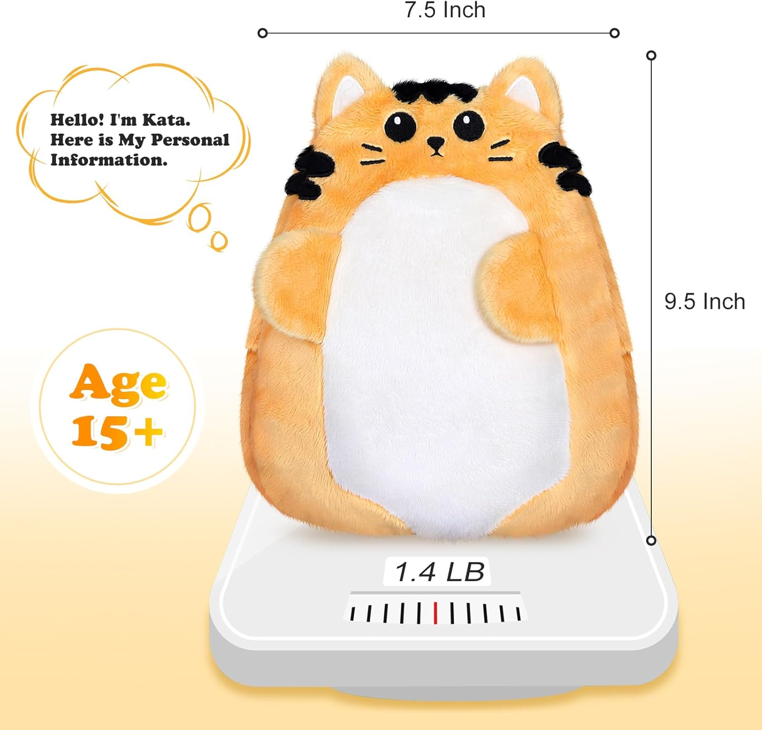 Suzzipad Microwave Heating Pads for Body Discomfort, Microwavable Stuffed Animal for Anxiety, Stress Relief Gifts for Women, Moist Heat Pack with Washable Cover, Cat (Yellow) image number 5