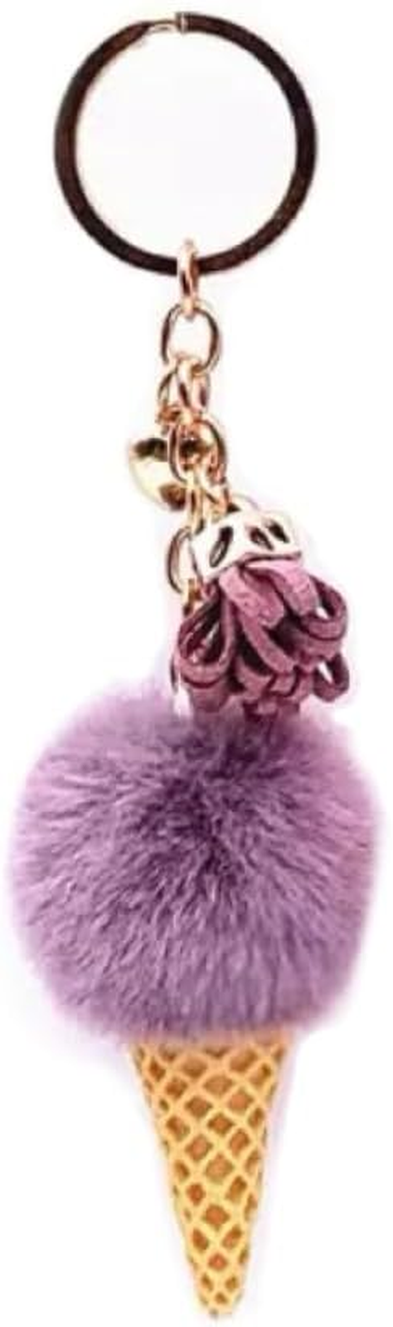 Kzhuim Soft Plush Ice Cream Keychain - 10 Color Dessert Pendant Charm for Bags, Backpacks, Women, Kids (4.5Cm, 14.5Cm Total)