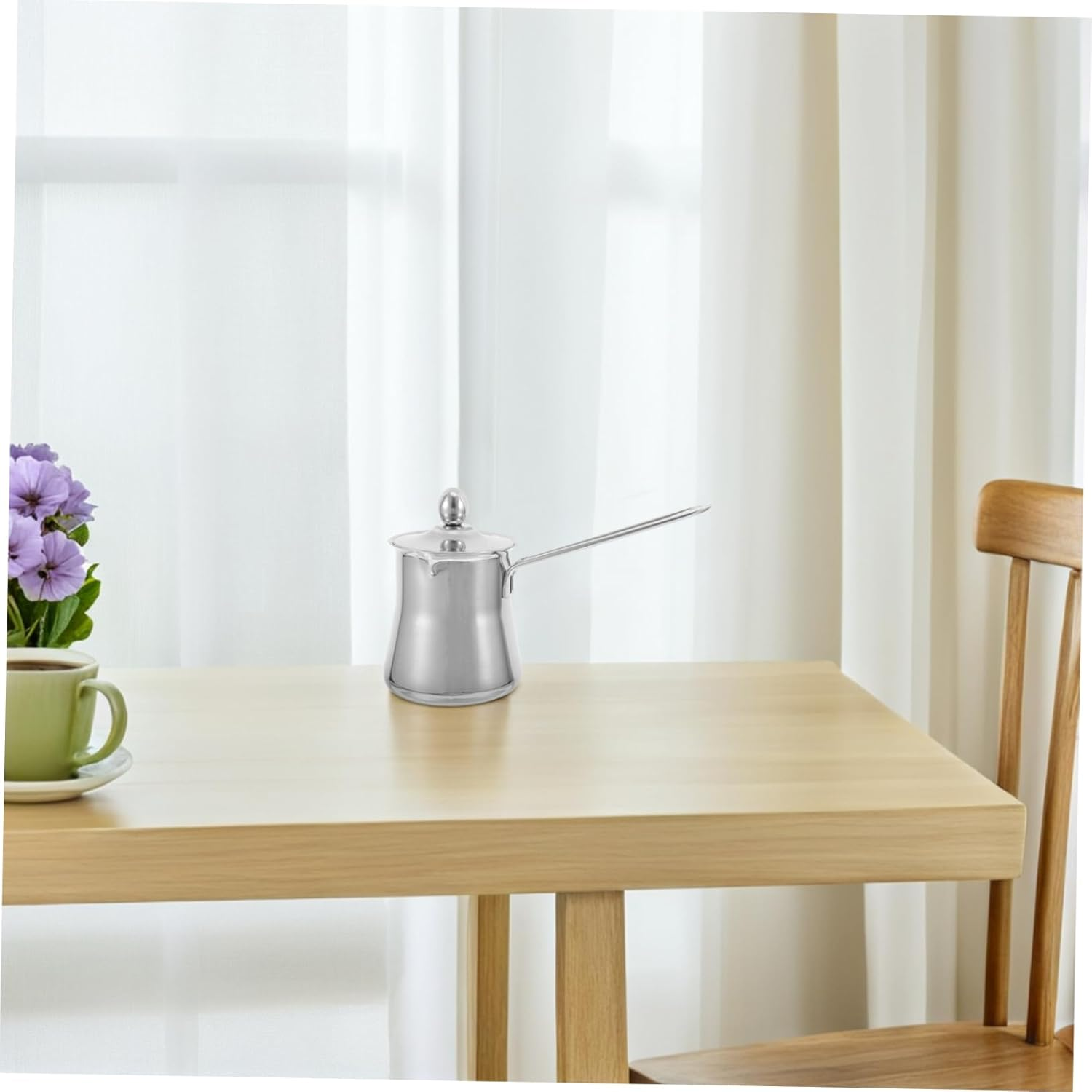 SHOWERORO Thickened Stainless Steel Frothing Pitcher with Lid Portable Milk Pouring Cup for Home Office Travel Compact Espresso Milk Jug with Handle for Coffee Frother image number 5