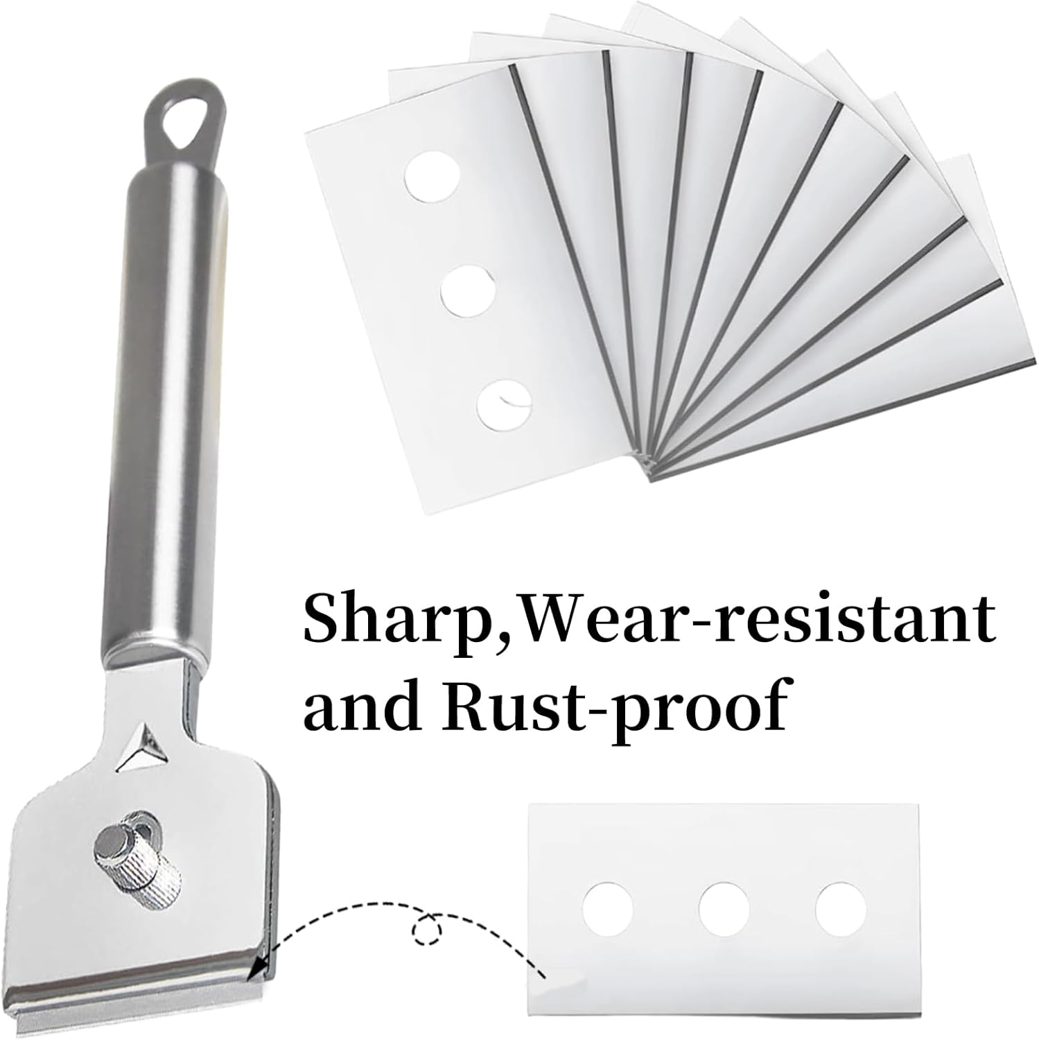 Pack of 36 Ceramic Hob Scraper Blades, Hob Scraper, Ceramic Hob Scraper, Double Sided Stainless Steel Scraper, Cooker Glass Scraper, Glass Kitchen Stove Scraper, Polish Cleaner Tool, Cleaning image number 4