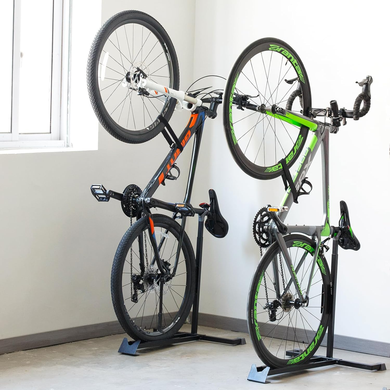 PHUNAYA Bike Stand,Vertical Bike Rack for Indoor Bike Storage,Upright Bicycle Stand Floor.Heavy Duty Bike Holder with PVC Coating.Suit 24"-29" Mtb,Hybrid and Road Bike,Patent Application. image number 1