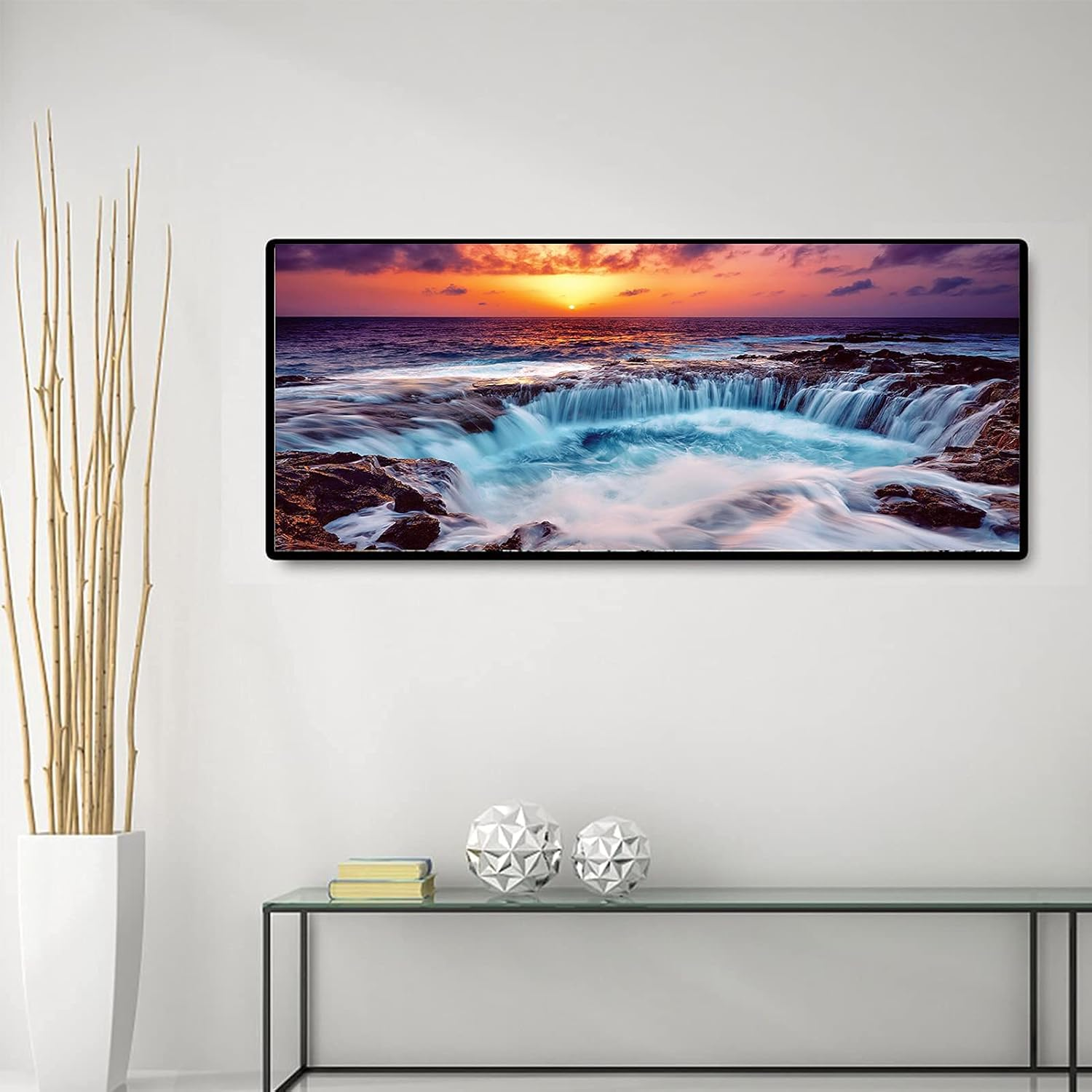 JATOK Diamond Painting Kits for Adults, DIY 5D Diamond Painting Paint Large Sunset Waterfall (35.5X15.7Inch) by Number with Gem Art Drill Diamond Painting Kits for Kids for Home Wall D&eacute;cor, Gifts image number 2