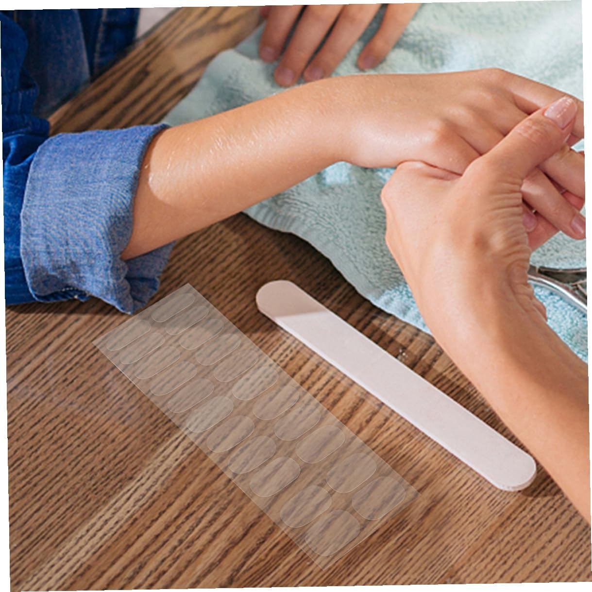 TEHAUX 4 Sheets Nail Adhesive Strips Nail Polish Protector Stickers Instant Manicure Wraps for Women and Cuticle Cover image number 2