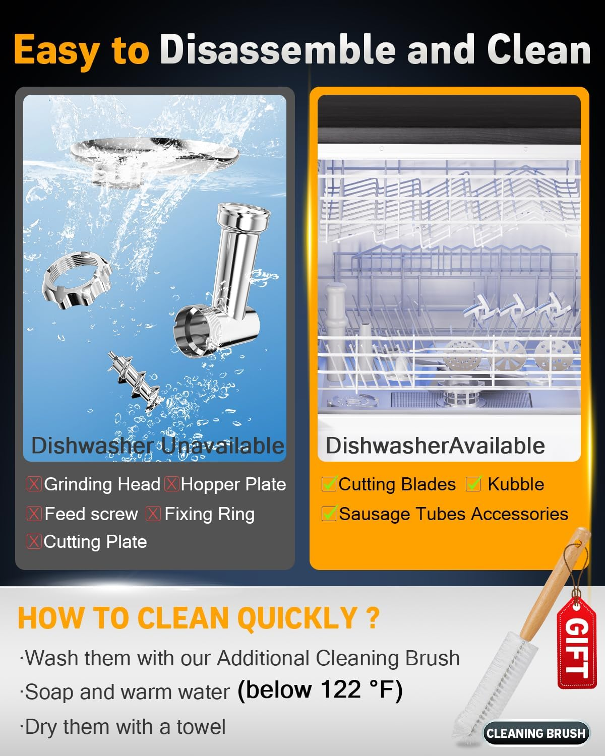 Electric Meat Grinder: [3000W Superior Motor] [Exquisite Box] Hachoir &Agrave; Viande with 6 PCS Stainless Steel Blades & Grinding Plates, Sausage Stuffer Tubes & Kubbe Kit Portable Handle for Gift(Black) image number 1