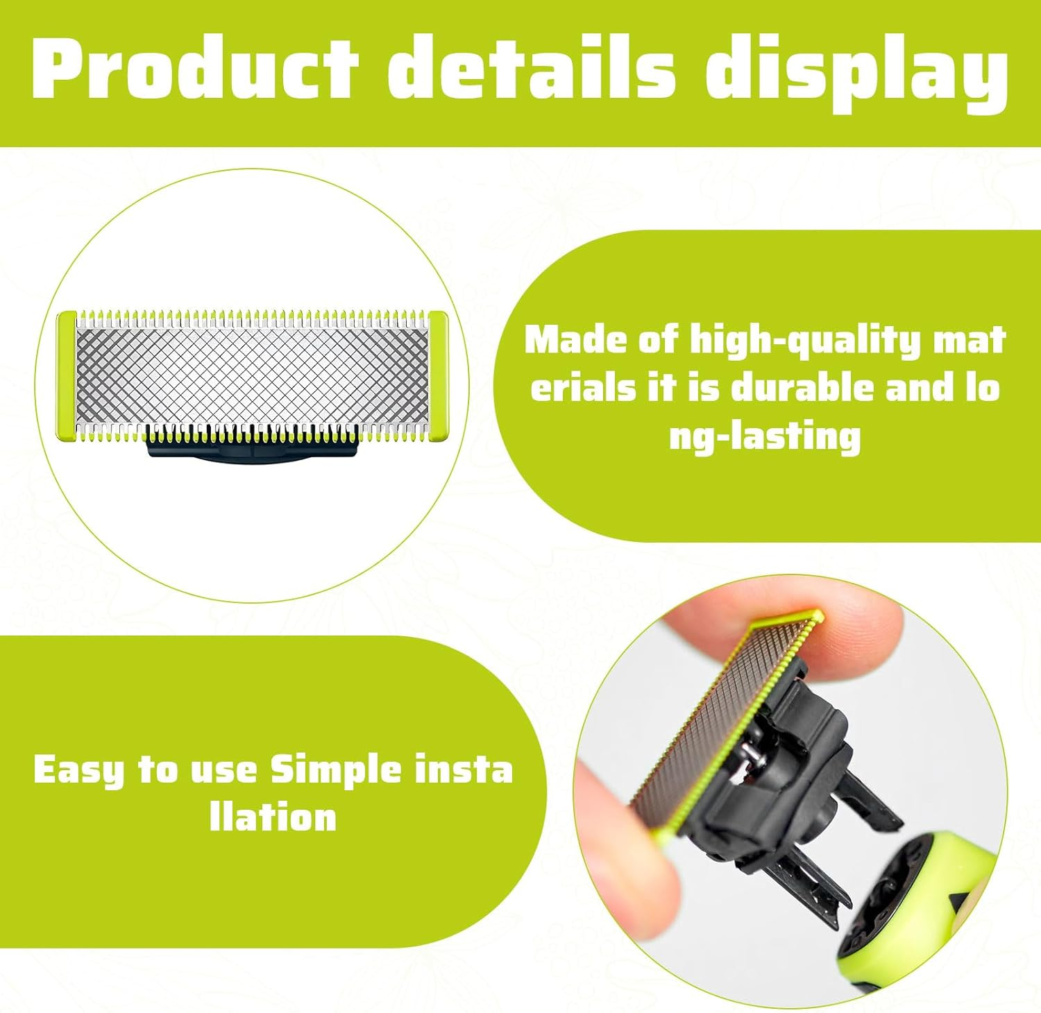 For Philips One Blade Replacement Head, 2Pcs Suitable for Oneblade Razor, One Blade Replacement Head Suitable for Oneblade Razor, Compatible with QP210/50, 220 2523 2520 2527, Etc image number 2