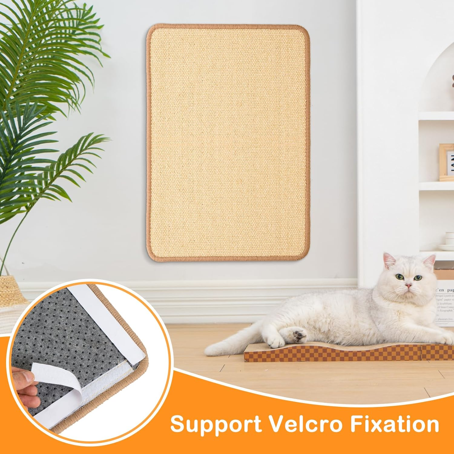 Uross Cat Scratcher Box 3 in 1 Reversible Cardboard Scratching Pad and 1PCS 40 X 60 CM Natural Sisal Cat Scratch Mat, 2 PCS Scratching Pads Double-Sided Texture Curve Design Cat Scratch Board for Sofa image number 4