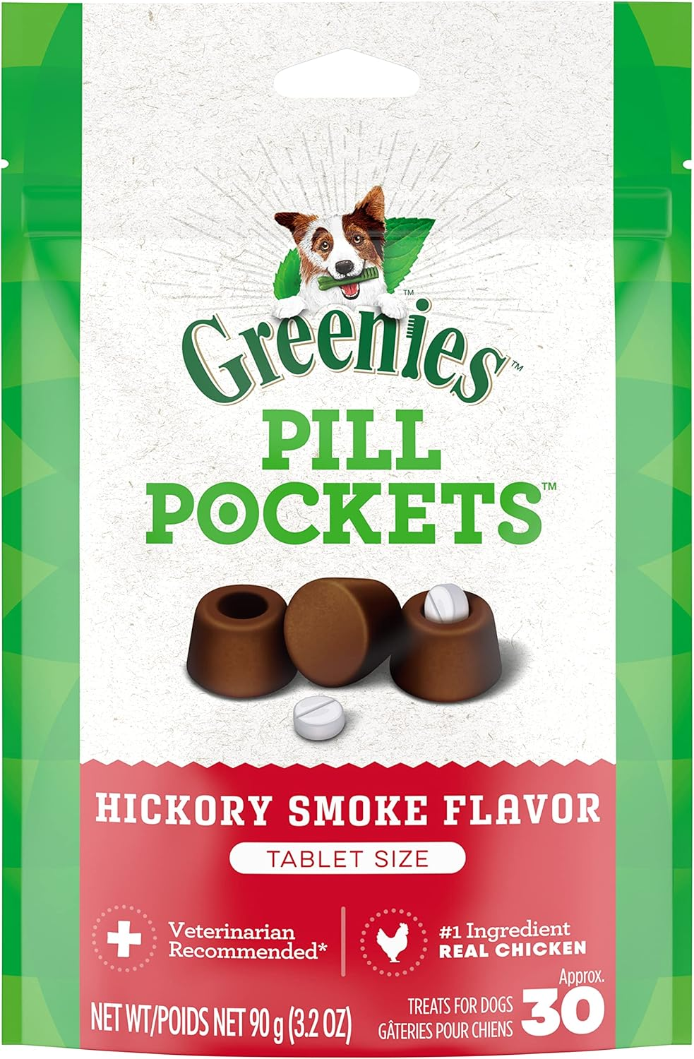 Greenies Pill Pockets Small Size Soft Dog Treats for Tablets, Hickory Smoke Flavor, Made with Natural Ingredients plus Minerals & Trace Nutrients, 3.2 Oz. (30 Count, Pack of 1) image number 1