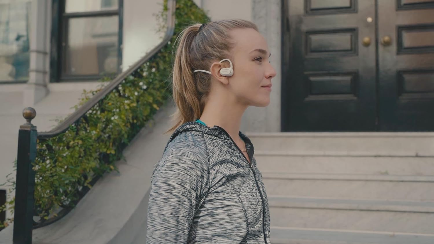 Livall LTS21 Pro - Open-Ear Headphones - Air Conduction Detachable Wireless Sport Earphones for Workouts and Running Built-In Mic for Music, Phone Call, Lightweight Safer and Comfort (Space White) image number 5