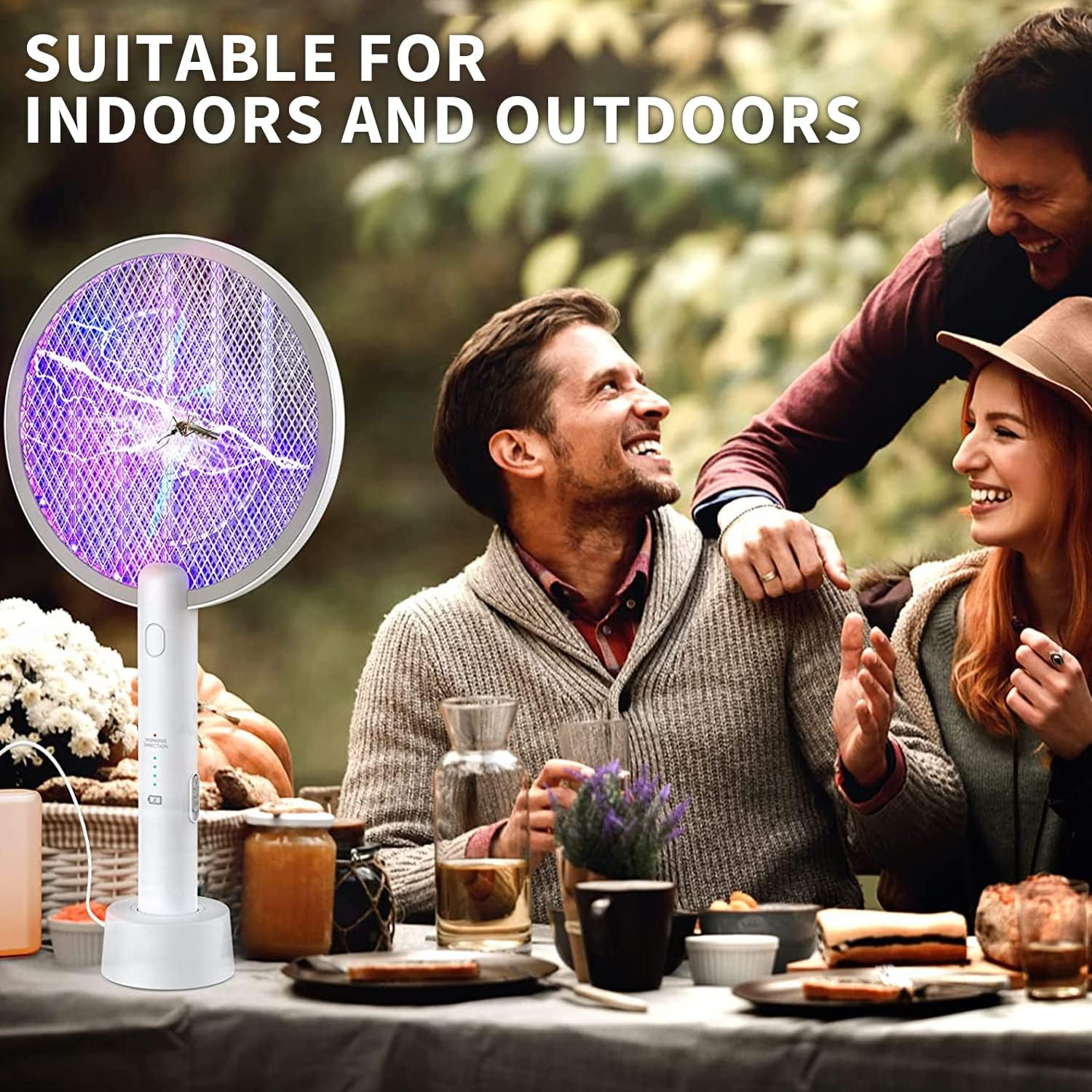 STORMHERO Electric Fly Swatter Zapper, Mosquito Swatter Racket Bug Zapper, USB Rechargeable Mosquito Killer, 3-Mode Wireless Fly Zapper with Trapping Light and Base for Indoor, Outdoor, Camping image number 4