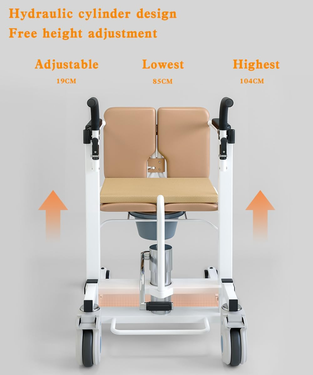 Artudatech Shower Patient Lift Patient Chair Hydraulic Transferred Lift W/180&deg;Split Seat and Table image number 5