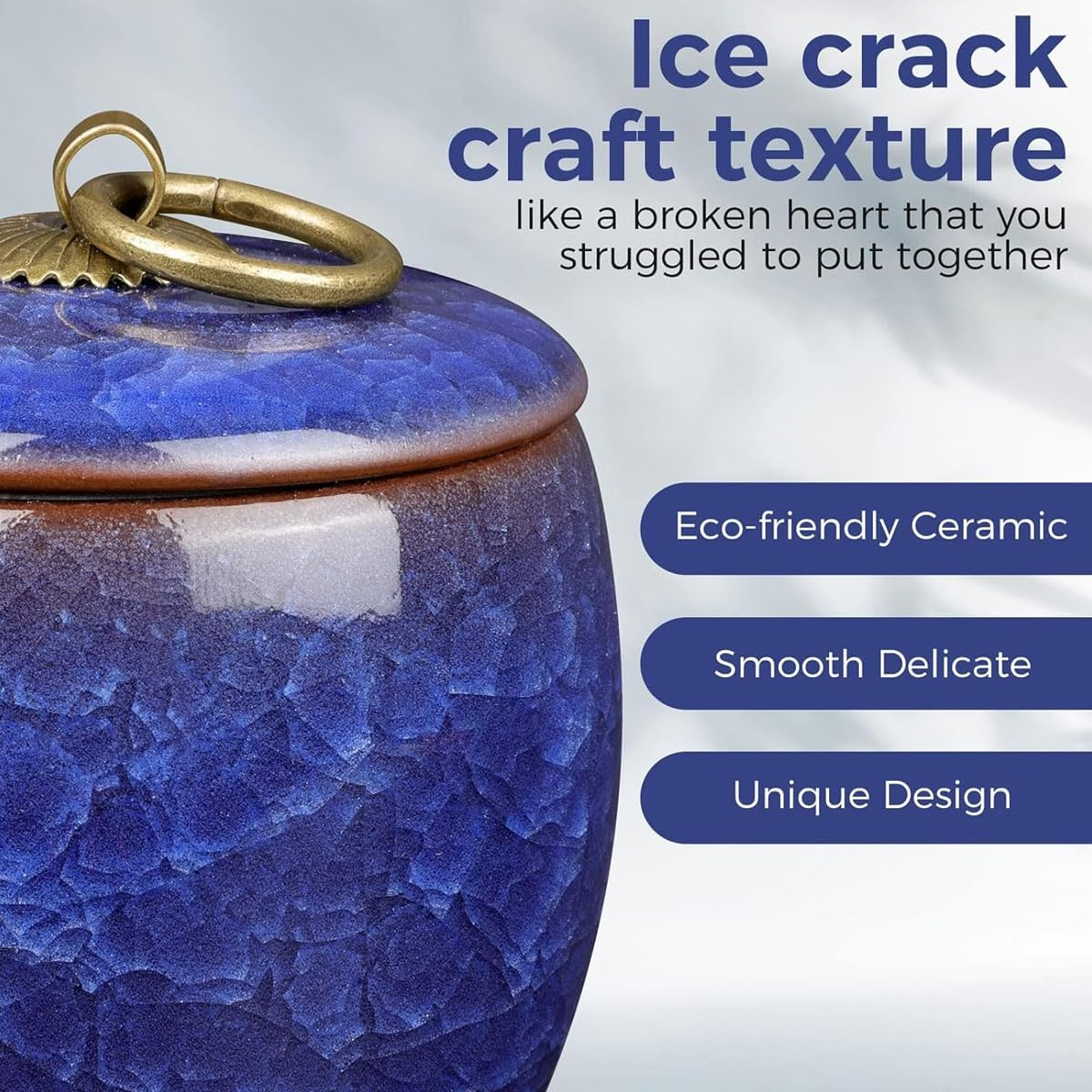 AIMALL Small Ceramic Urns for Human Ashes, Hand-Kiln Glazed Memorial Keepsake, Secure Seal, Holds 5.5 Cubic Inches, Decorative image number 3