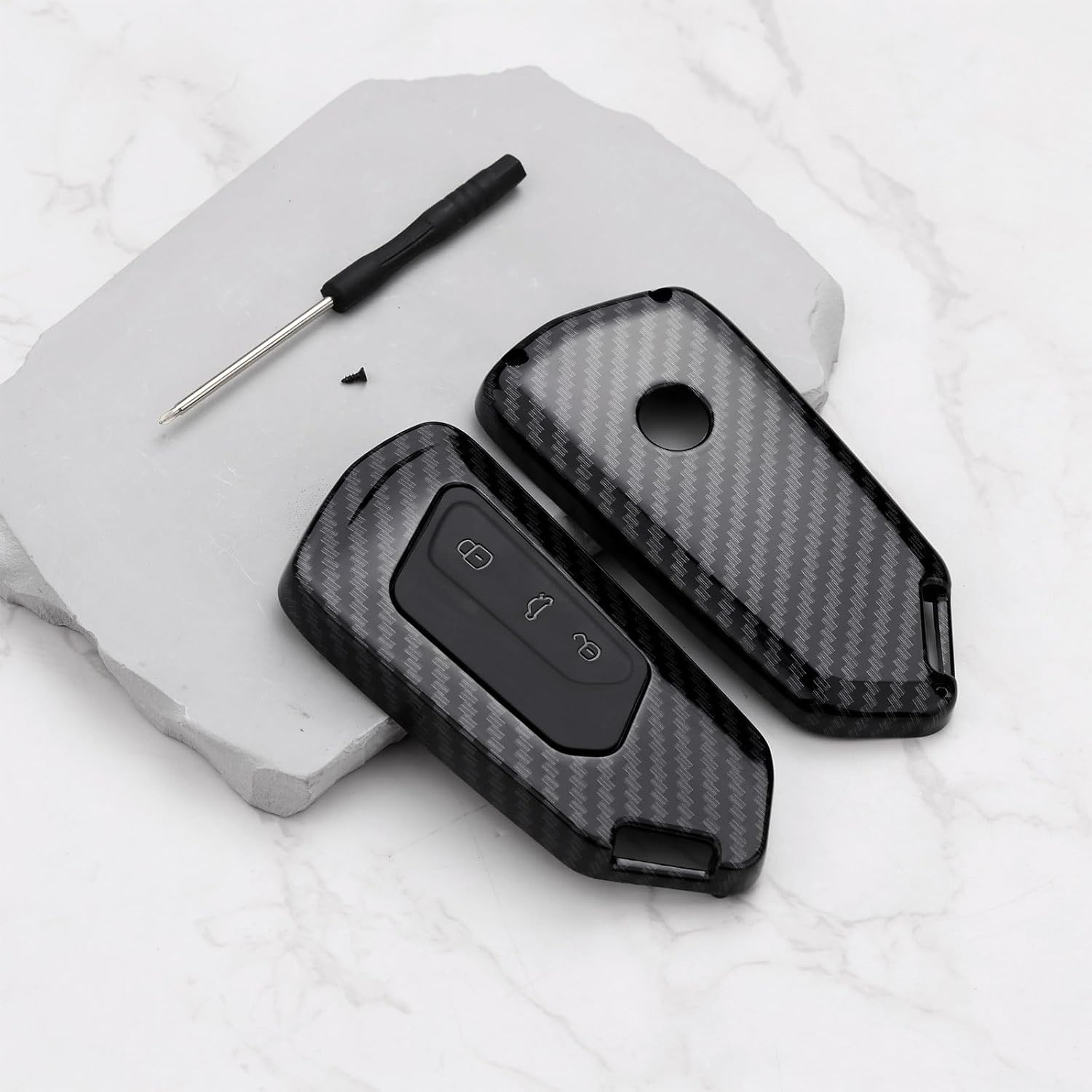 VGOL 3 Keys Carbon Key Cover Compatible with Volkswagen Golf 8 (CD) image number 1