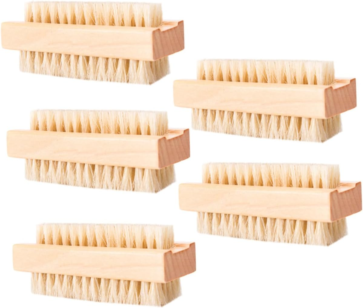 BIUDECO 5 Pcs Pig Mane Cleaning Brush Wooden Hand Washing Brush for Fingernails Household Use for Dirt Removal Craftsmanship image number 5