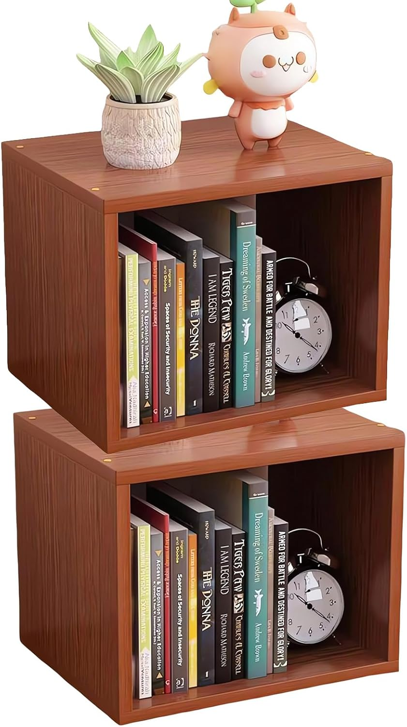 Set of 2 Desktop Storage Cube Bookshelf, Open Display Unit, Bookcase A286 (Set of 2 Black)