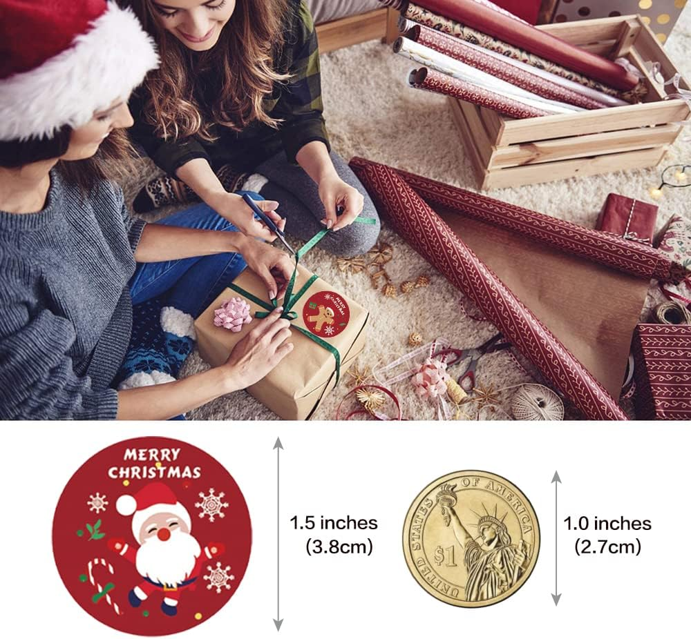 MIYKA 500 Pcs Holiday Stickers Xmas Label Tags for Present Wrapping, Envelopes, Cards, Gift Packing (Style B) image number 4