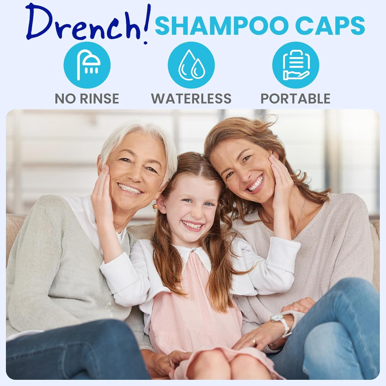 No Rinse Shampoo Caps (5 Pack) | Luxury Haircare with No Drips, Mess or Residue. No Water Needed, Just Massage the Cap and Towel Dry! (By Drench! Medical)