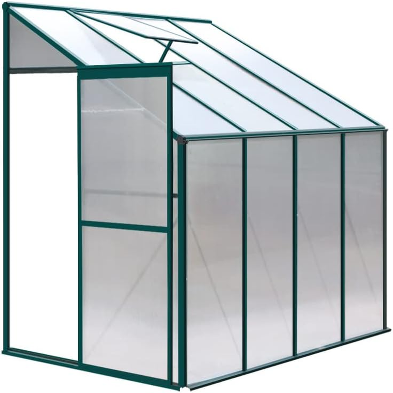 Green Fingers Greenhouse Polycarbonate Green House Mini Garden Shed Gardening Supplies Plant Stand Storage, 252 X 127 X 213Cm Aluminium Frame with Lockable Door and Gutter System image number 3