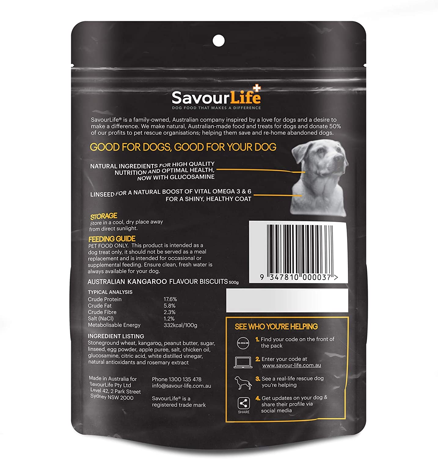 Savourlife Dog Treats, Australian Kangaroo Biscuits - High Protein, 500G