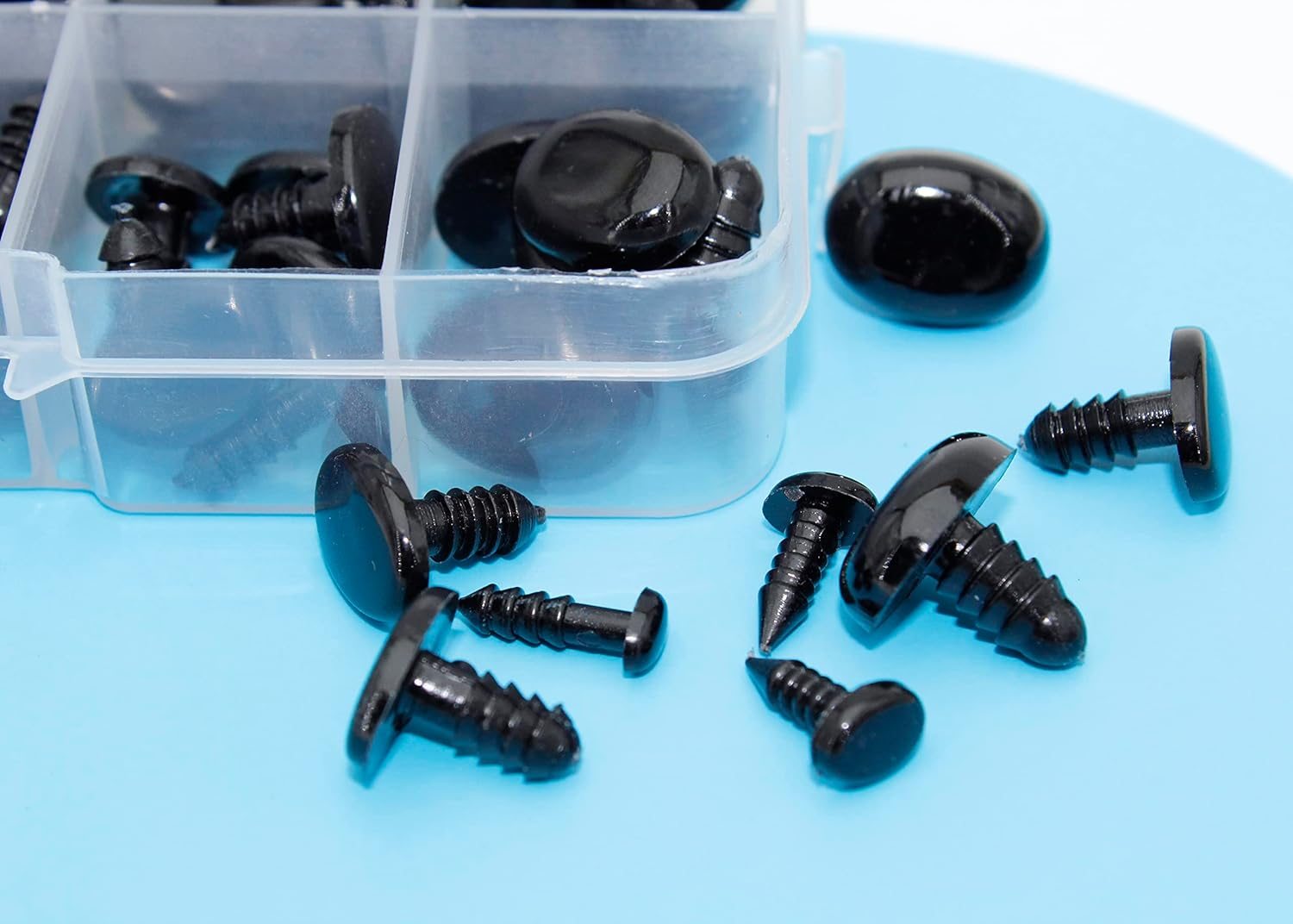 BESTCYC 1Box(125Pcs) 5Different Size Oval Shape Black Plastic Safty Nose for Teddy Bear Doll Animal Puppet Crafts image number 5