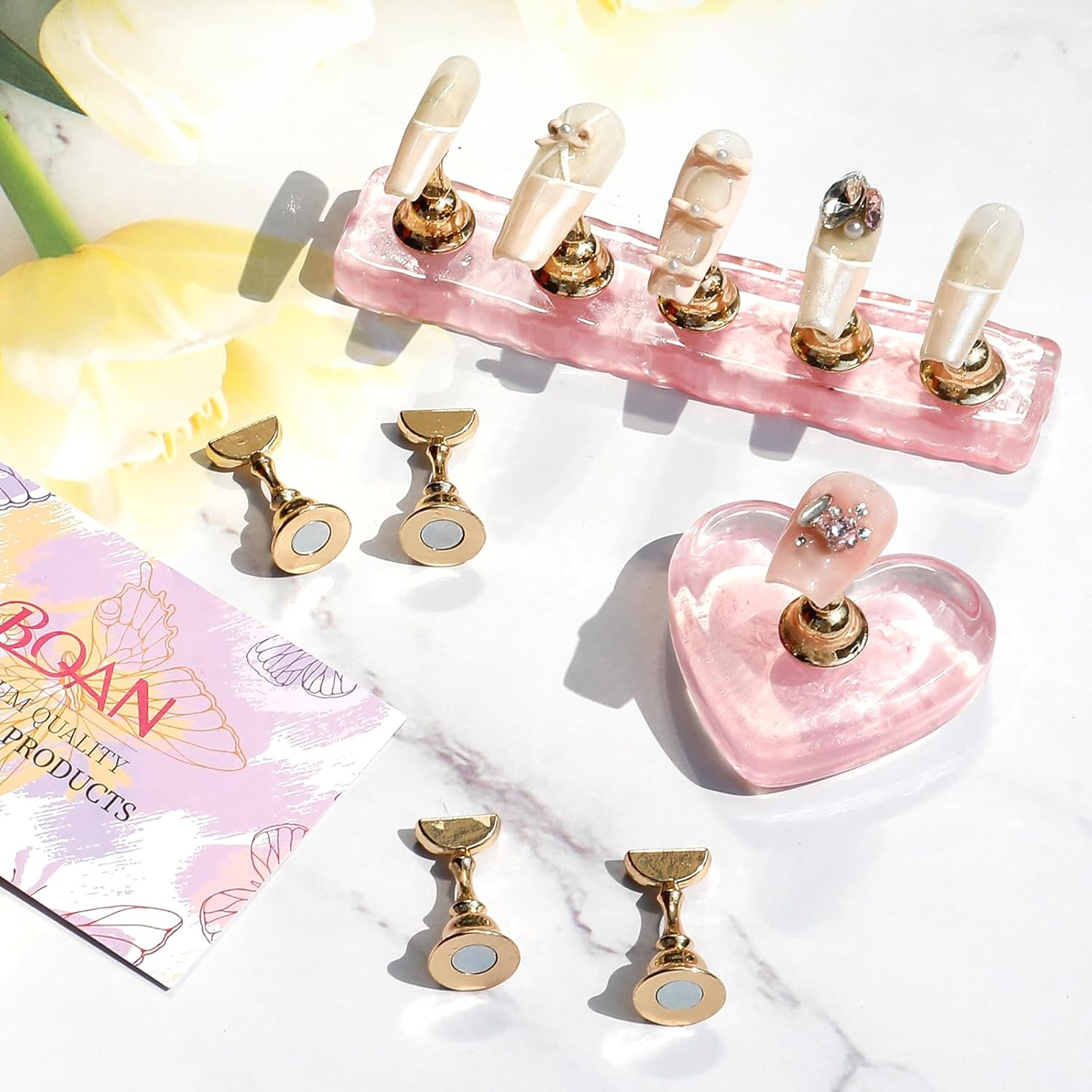 BQAN Nail Stand for Press Ons Acrylic Nail Holder for Painting Nails, Nail Practice Tools with Reusable Putty - Nail Tech Must Haves Nail Supplies for Homes and Salons (Pink) image number 4