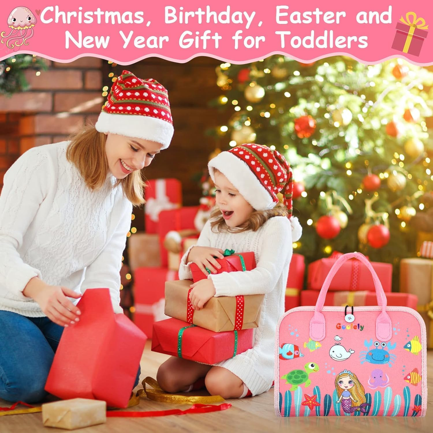 Montessori Toys for Toddlers,25 in 1 Preschool Educational Activities Developing Sensory Basic Life-Skills Learning Self-Dressing Puzzle Toys for Infants, for 1To 7Year Old Toddlers Boys Girls (Pink)