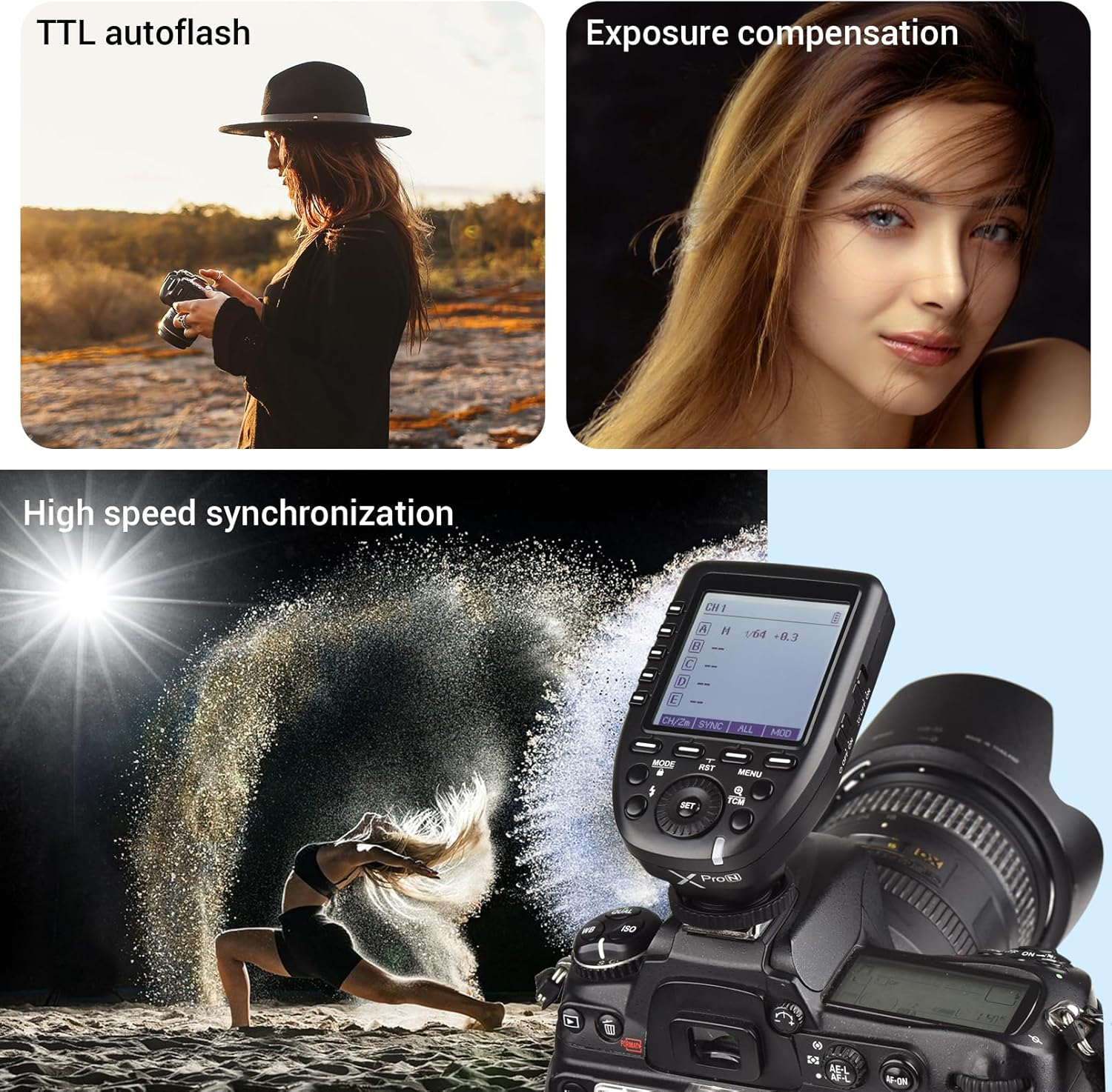 Godox Xpro-N TTL Flash Trigger Compatible with Nikon Camera, 2.4G Wireless Camera Flash Transmitter with Large LCD Screen Design 5 Dedicated Group Buttons 11 Customizable Functions (Xpro N) image number 6