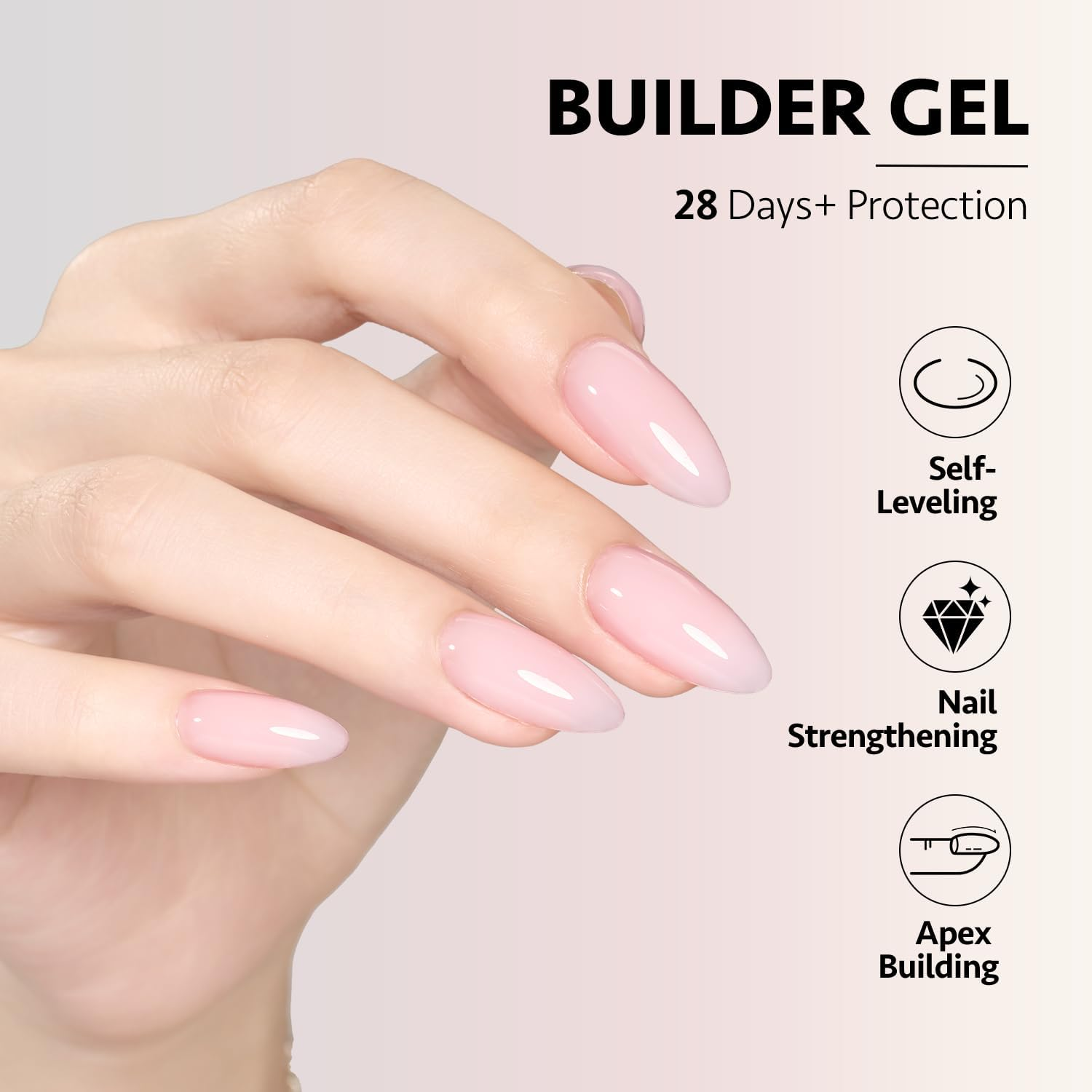 GAOY 6 Colors Builder Gel Set for Nails, Milky White Pink Nude Sheer Jelly Nail Strengthener, Soak off Nail Extension Hard Gel, Yummy Jelly, Base Coat Top Coat Needed image number 5