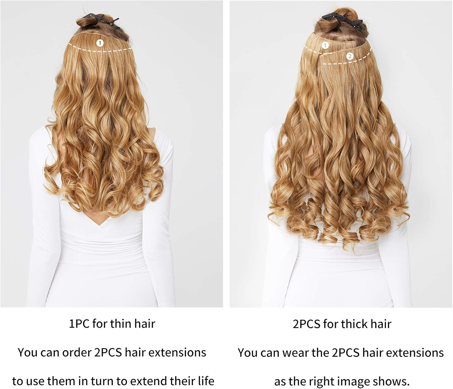 REECHO 20" 1-Pack 3/4 Full Head Curly Wave Clips in on Synthetic Hair Extensions HE008 Hair Pieces for Women 5 Clips 4.5 Oz per Piece - Dark Chocolate Brown image number 6