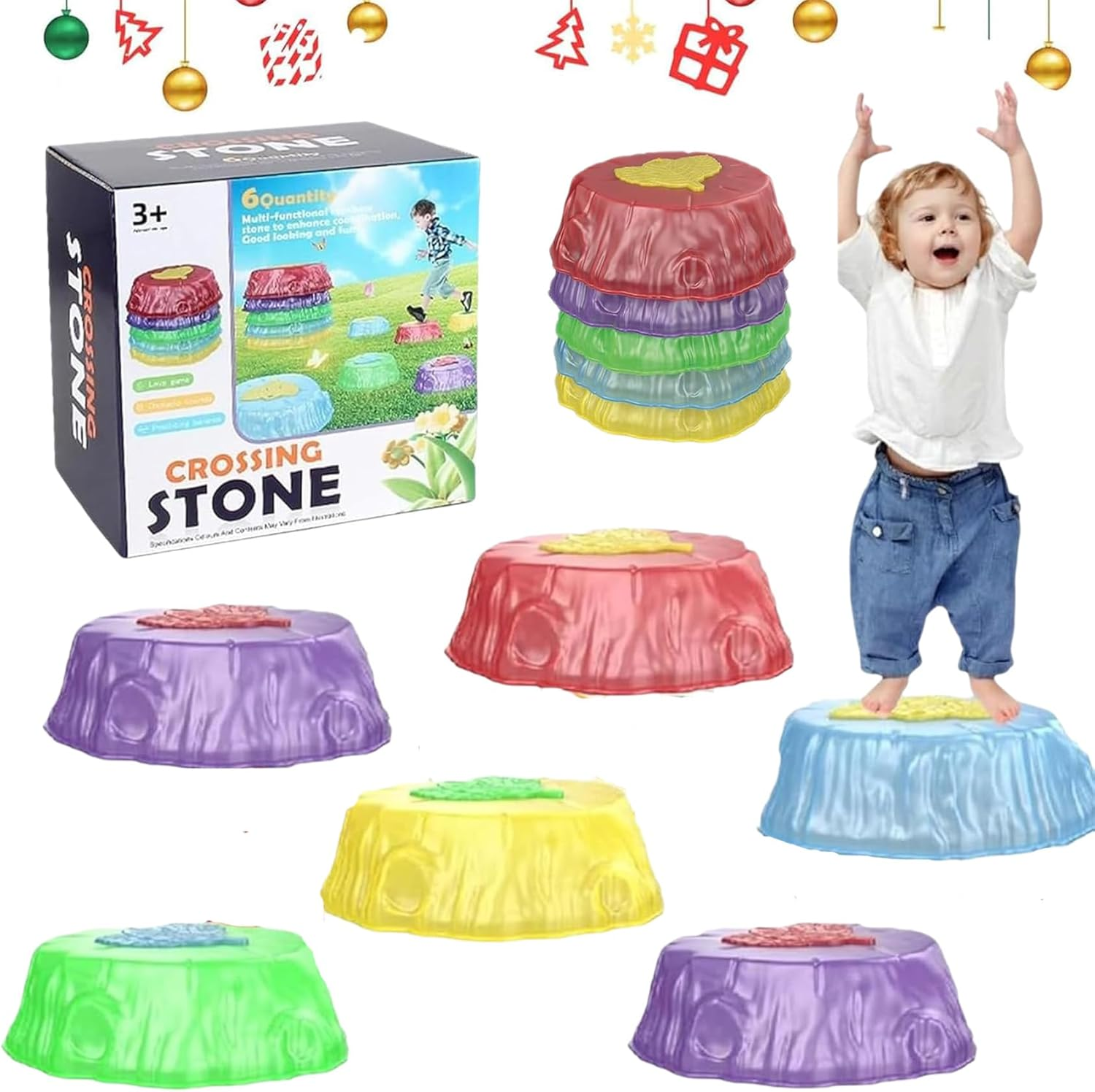 Light up Stepping Stones for Kids, Light up Musical Stepping Stones, Light up Stepping Stones for Toddlers, Light up Musical Stepping Stones for Kids, Non-Slip Balance Stepping Stones Kids (6Pcs)