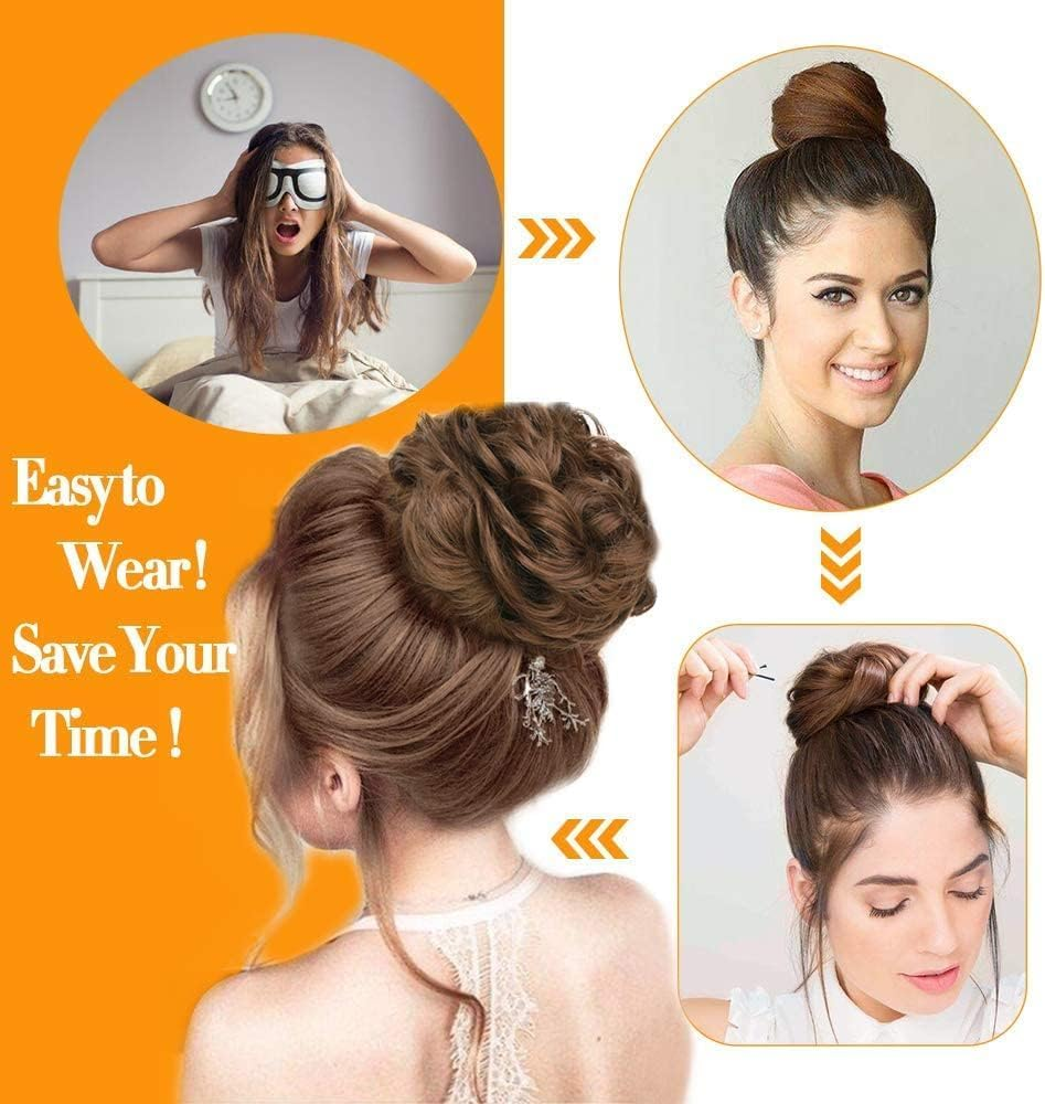 1PCS Messy Hair Bun Hair Scrunchies Extension Curly Wavy Messy Synthetic Chignon for Women Updo Hairpiece(12H24#) image number 4