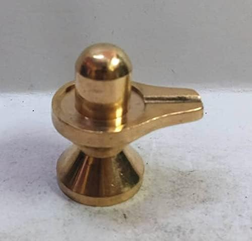 Brass Shiva Lingam Statue 1.5" Inch | 110G Small Shivling Idol for Puja | Lord Shankar Ling Decorative Deity Figurine for Home Temple Office Decor | Hindu God Brass Murti Gift & Vastu Showpiece image number 5