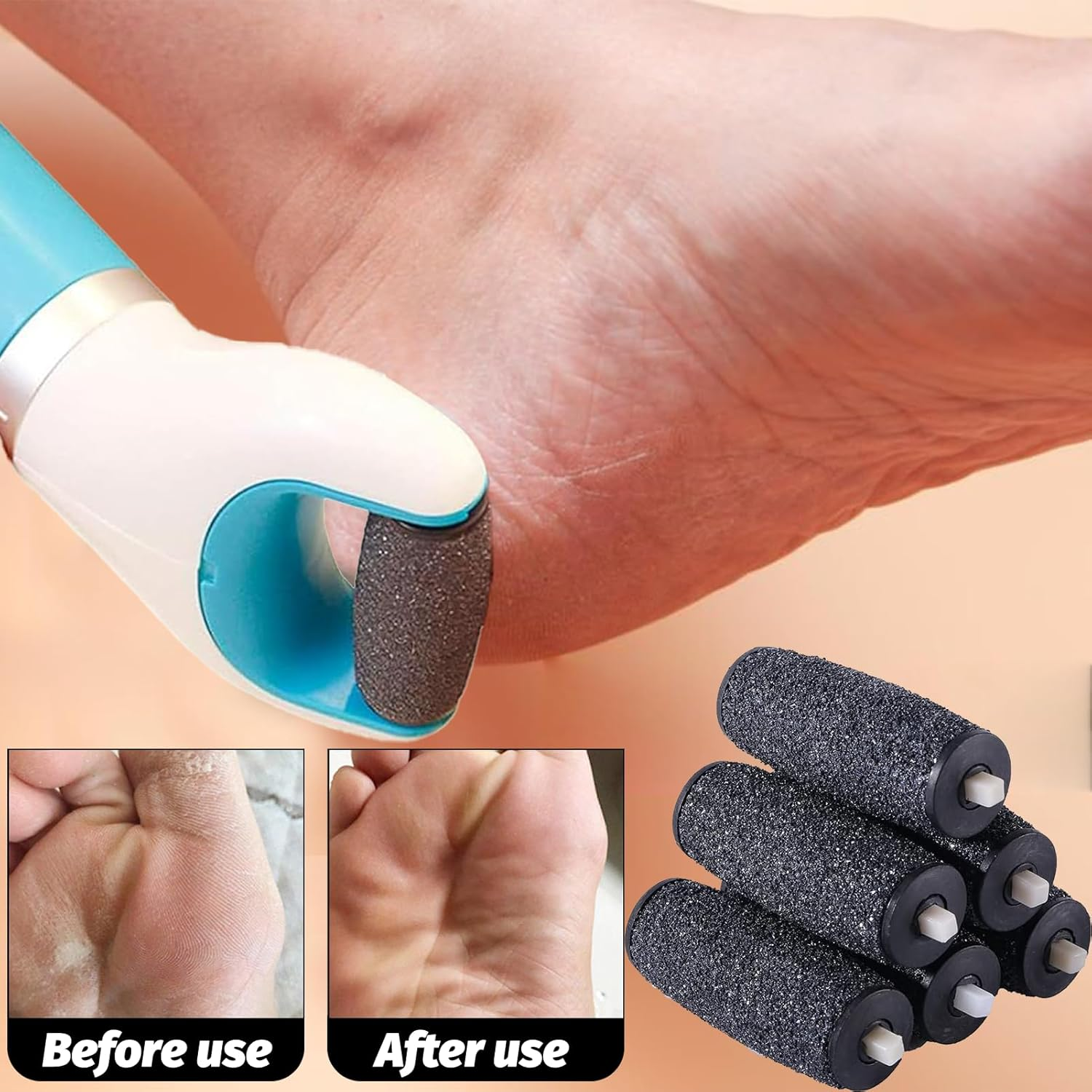 Pack of 12 Callus Remover Replacement Rollers, Replacement Rollers, for Callus Remover, Extra Coarse Refills for Electric Foot File, Compatible image number 3