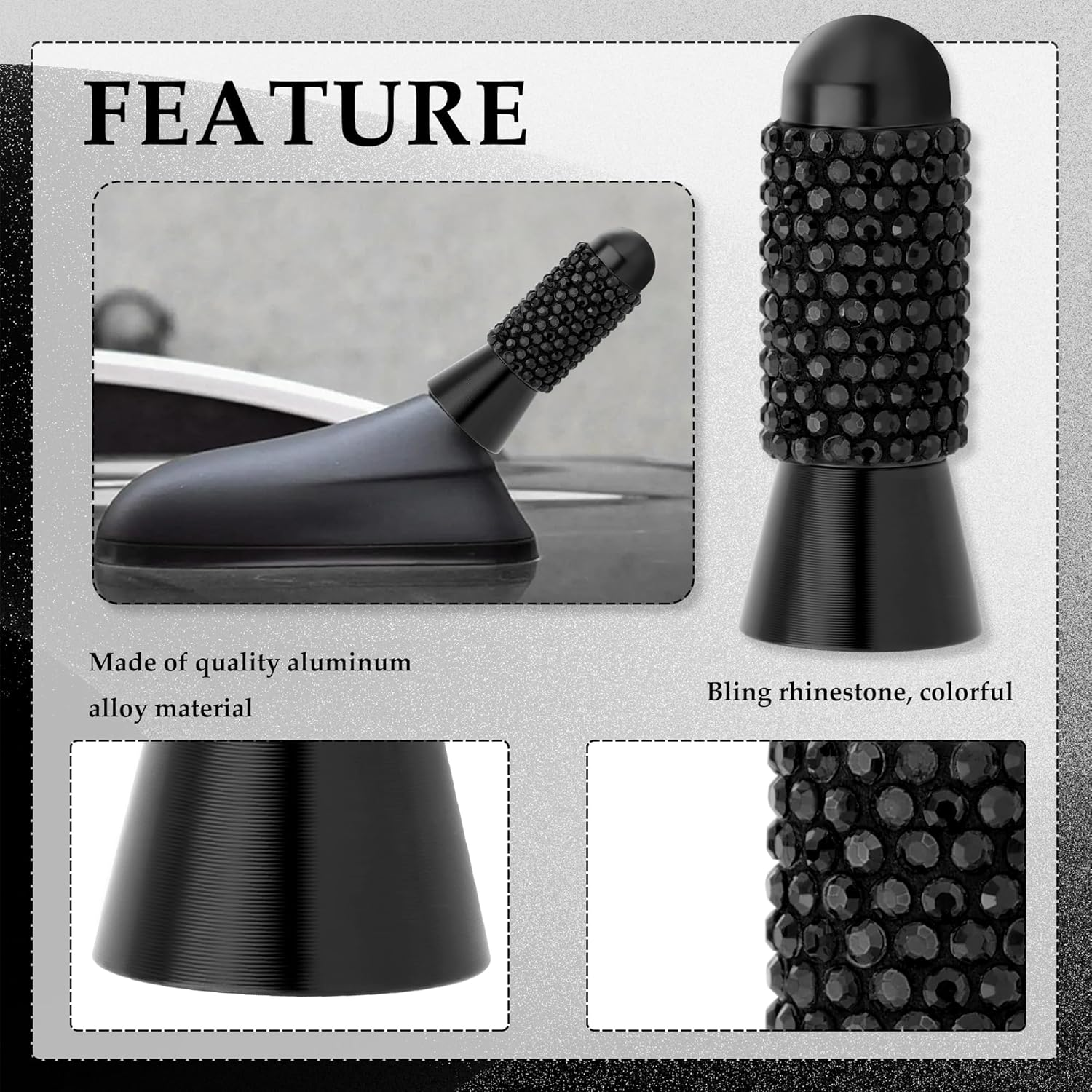 Bling Short Car Antenna Replacement,1.37" Stubby Antenna with 4PCS Screws & 2PCS Rubber Gaskets,Universal Automotive Exterior Accessories Vehicle Antenna for Truck Car (Black) - Blue image number 7