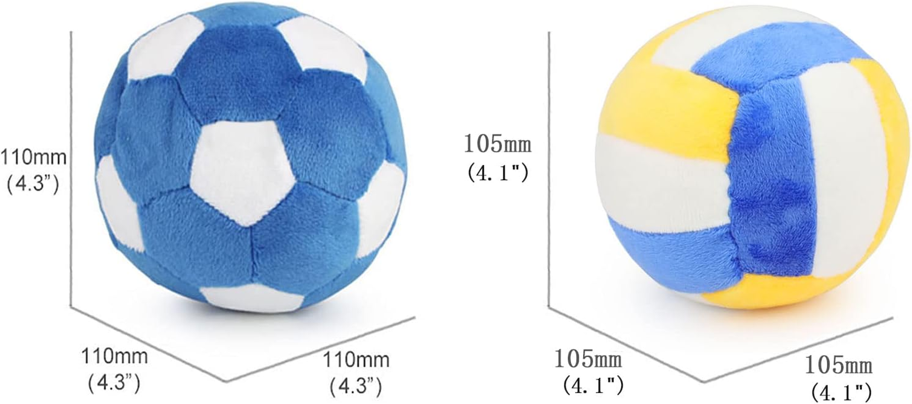 Interactive Dog Balls, 2 Pack Plush Squeaky Dog Toys Balls for Dogs, Football Volleyball Dog Toy Ball Indoor Outdoor Sports Stuffed Puppy Toy for Small Medium Dog(Football+Volleyball) image number 1