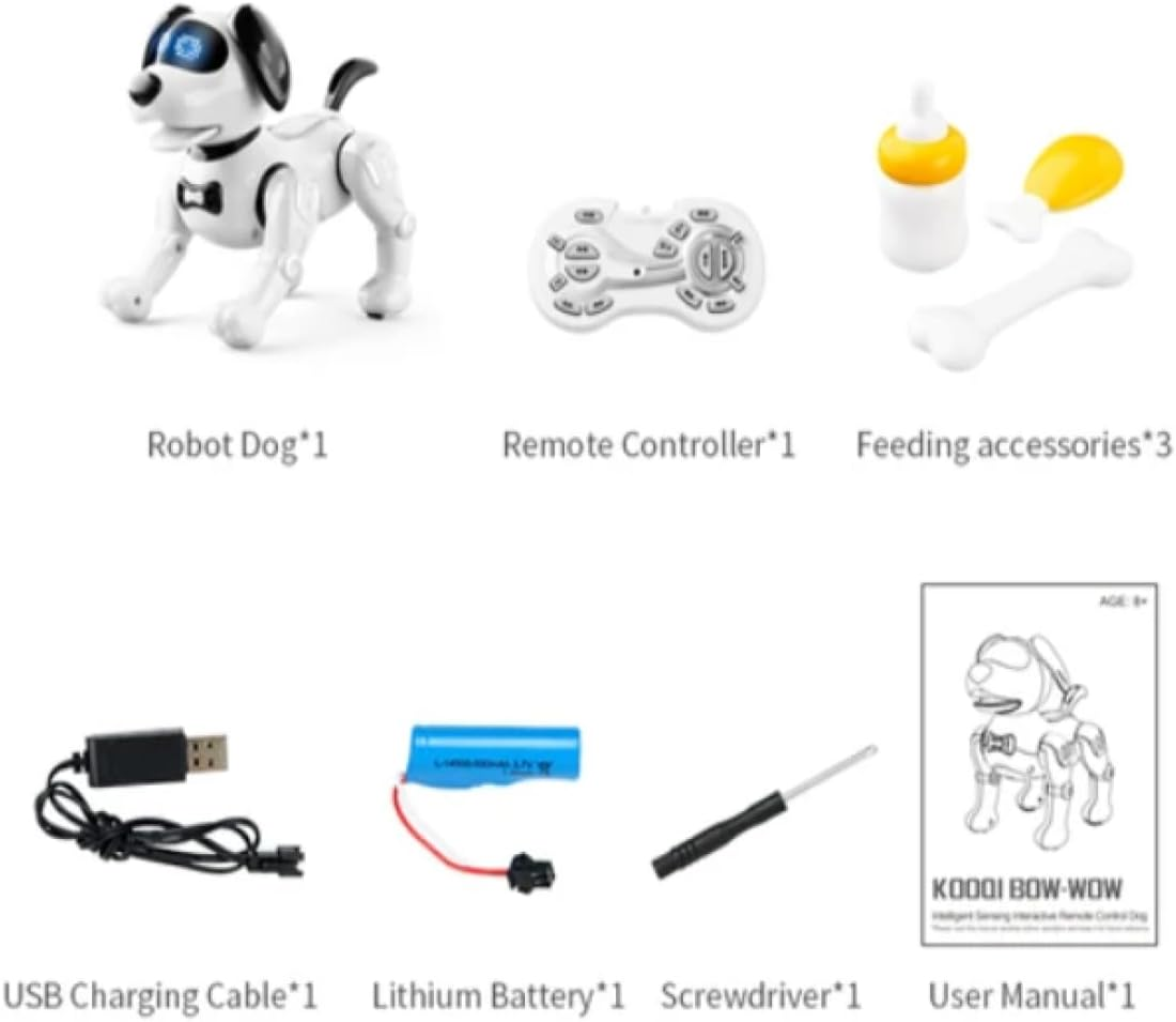 Remote Control Stunt Puppy Robot Dog Kids Toys for 5 to 12-Year Kids and Girls with Magnetic Bone Food and Bottle RC Interactive Intelligent Smart Walking Dancing Robot Toys with Light and Sound image number 5