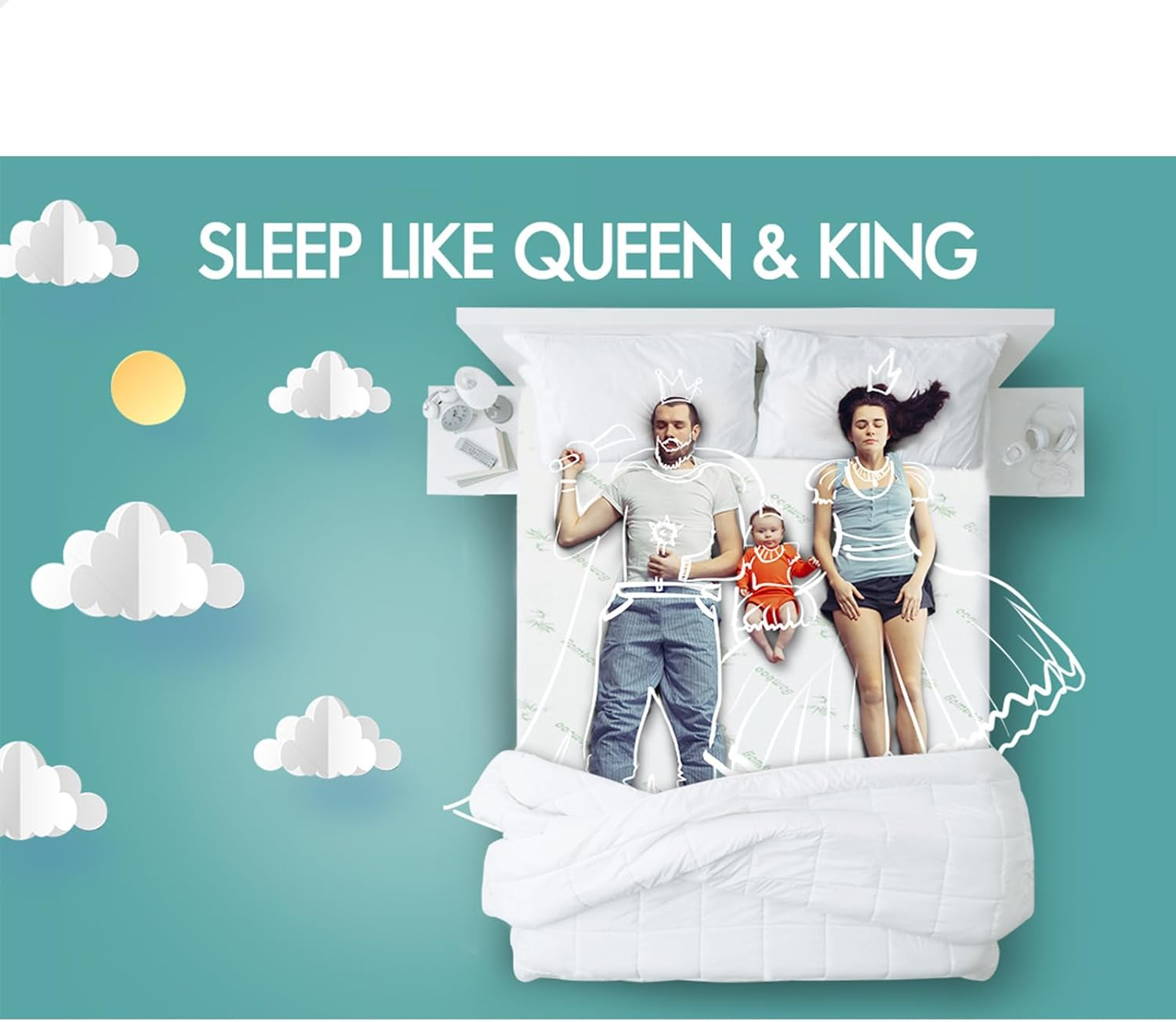 STARRY EUCALYPT Double Size Memory Foam Mattress Topper 10Cm, 7 Zone Design Cool Gel Infused with Removable Cover Beddings Bed Mat Pad image number 3