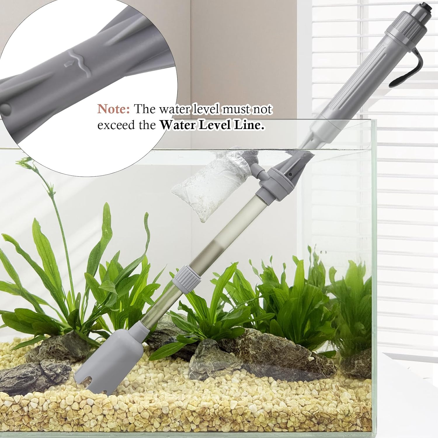 Dirvin Aquarium Vacuum Gravel Cleaner, Battery Fish Tank Water Changer, Removable Vacuum Sand Washer for Fish Tank Cleaning Water Changing Sand Washing, Suitable for Freshwater and Seawater image number 1