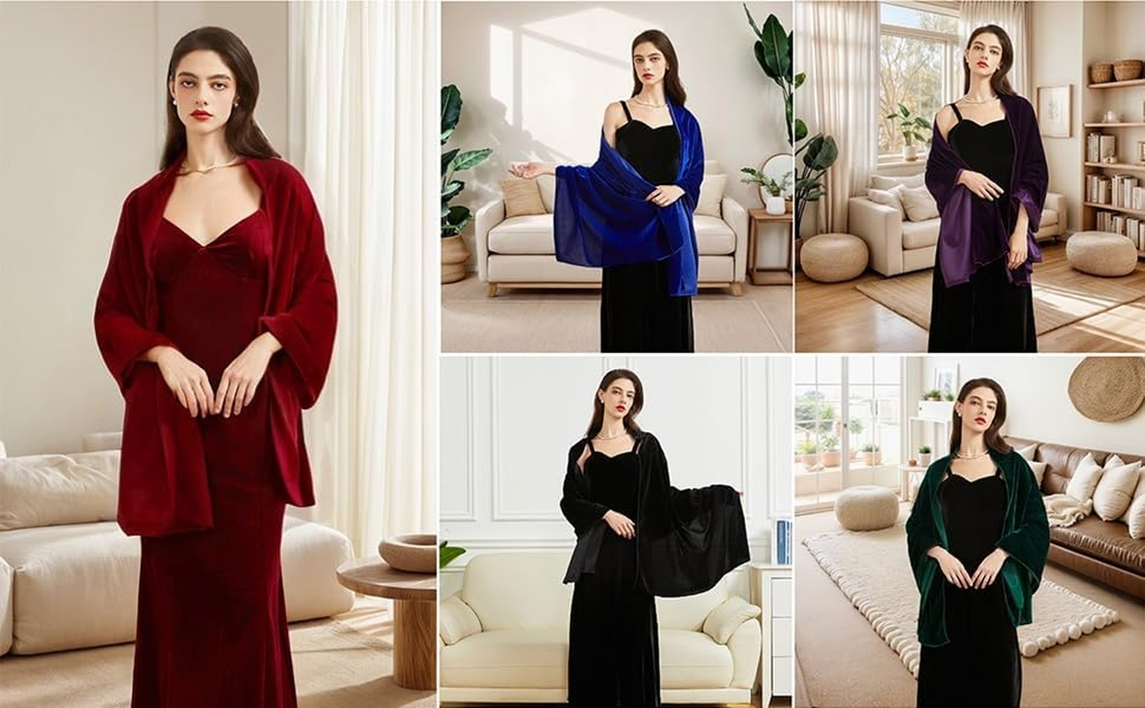 BRYCTSISEN Women'S Velvet Shawl and Wrap for Wedding Bridal Bridesmaid Outwear Evening Party Prom Dress Accessories Scarf image number 3