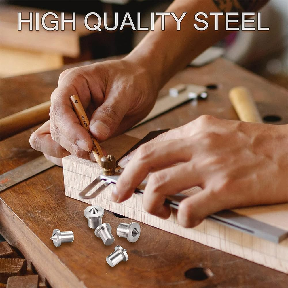 48Pcs Dowel and Tenon Center Transfer Plug Set,Drill Hole Tool for Woodworking Tool Accessories, Point Precise Carbon Doweling Centering Positioning Pin,For Accurate Drilling image number 4
